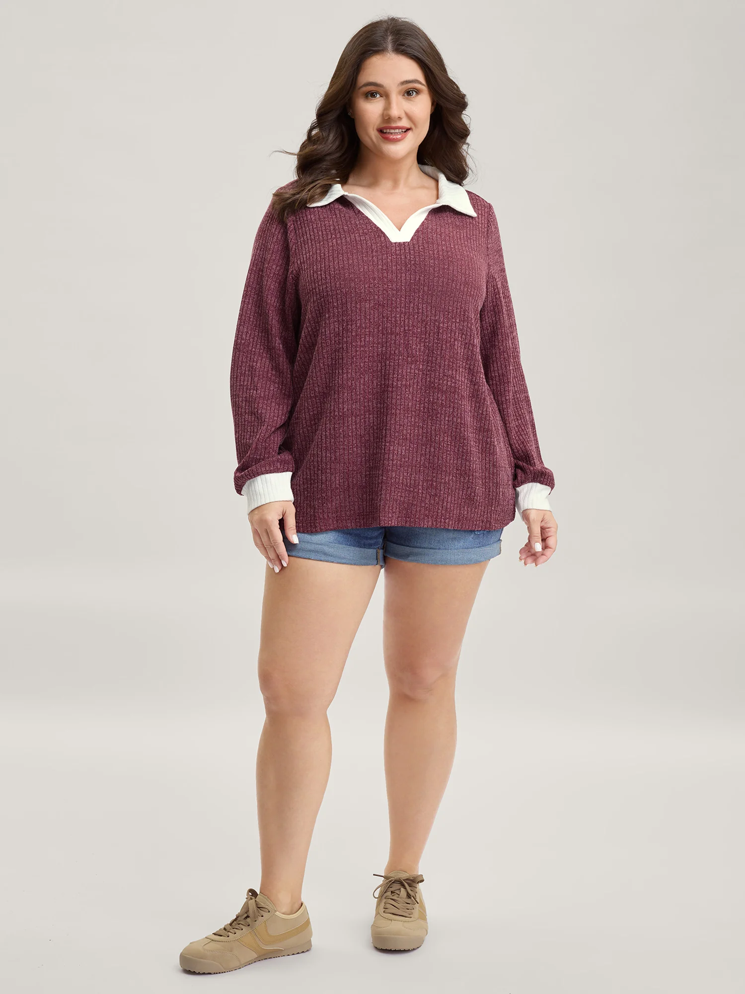 2-in-1 Collar Color Contrast Sweatshirt - Image 4