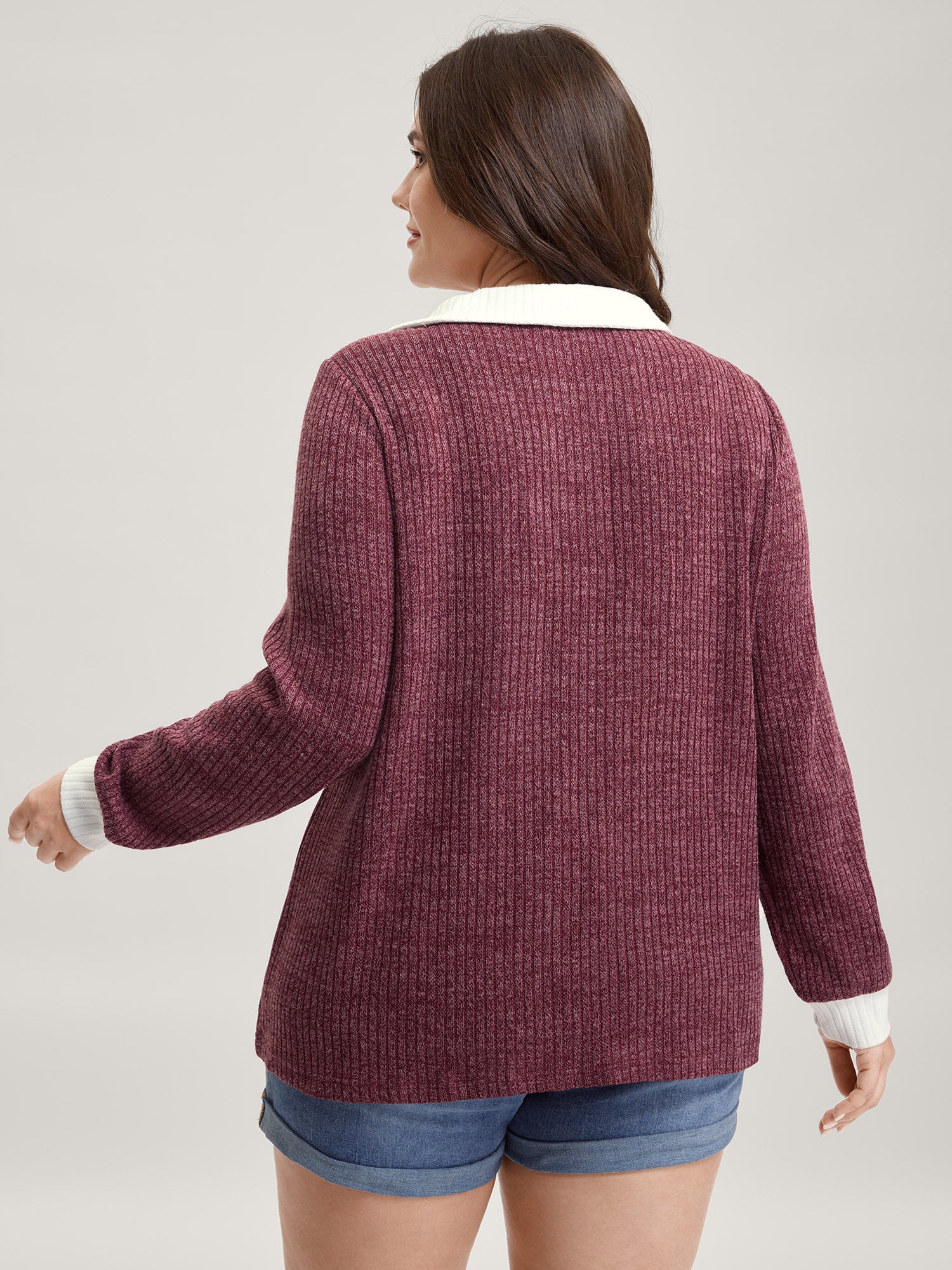 2-in-1 Collar Color Contrast Sweatshirt - Image 5