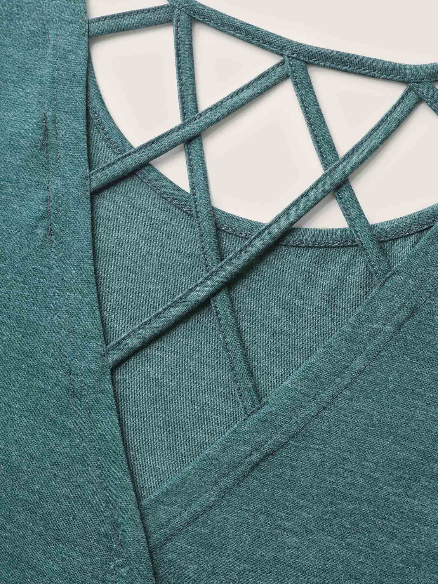 Backless Crisscross Solid T-Shirt - Image 5