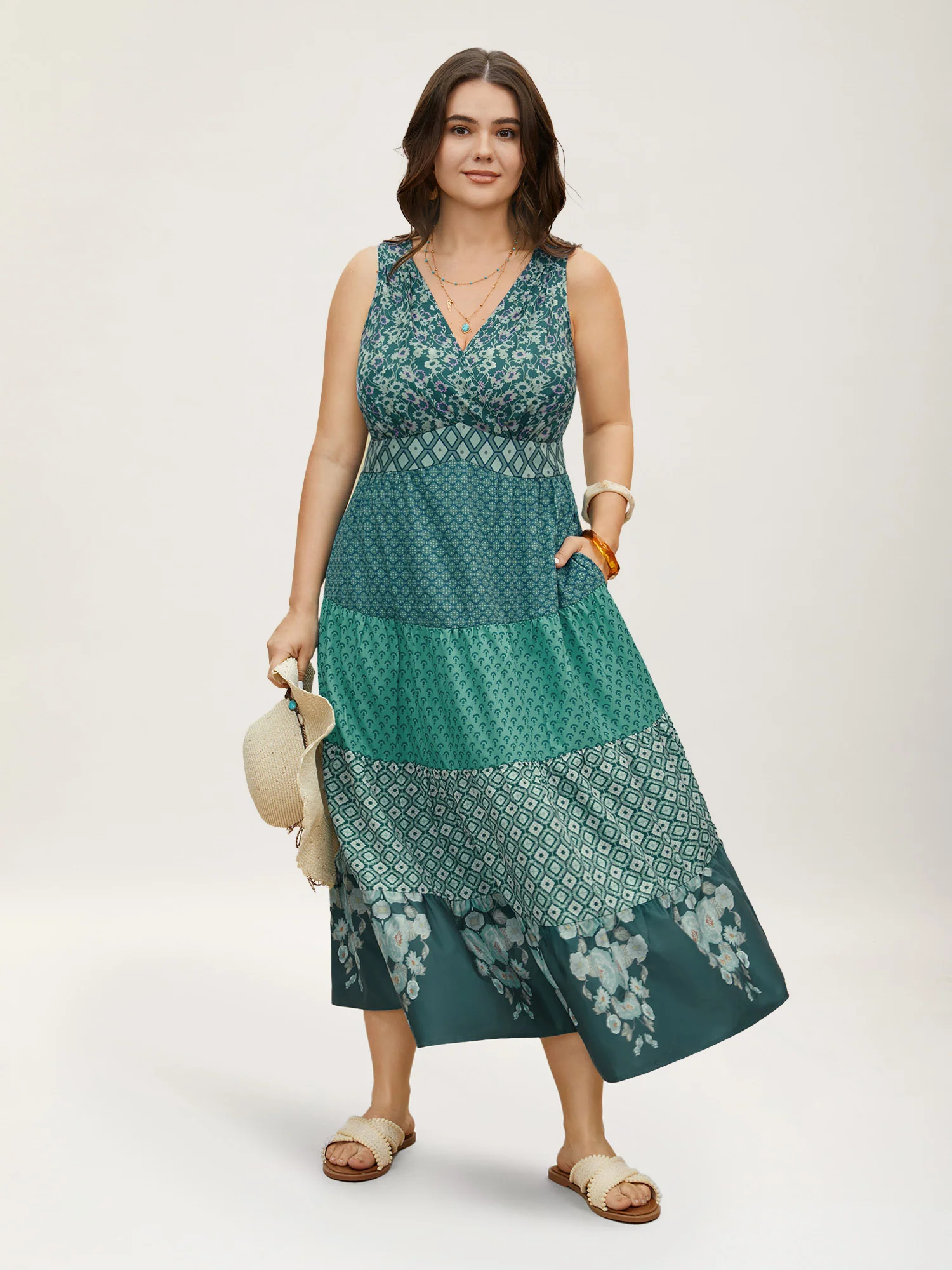 Bandana Patchwork Floral Sleeveless Dress - Image 15