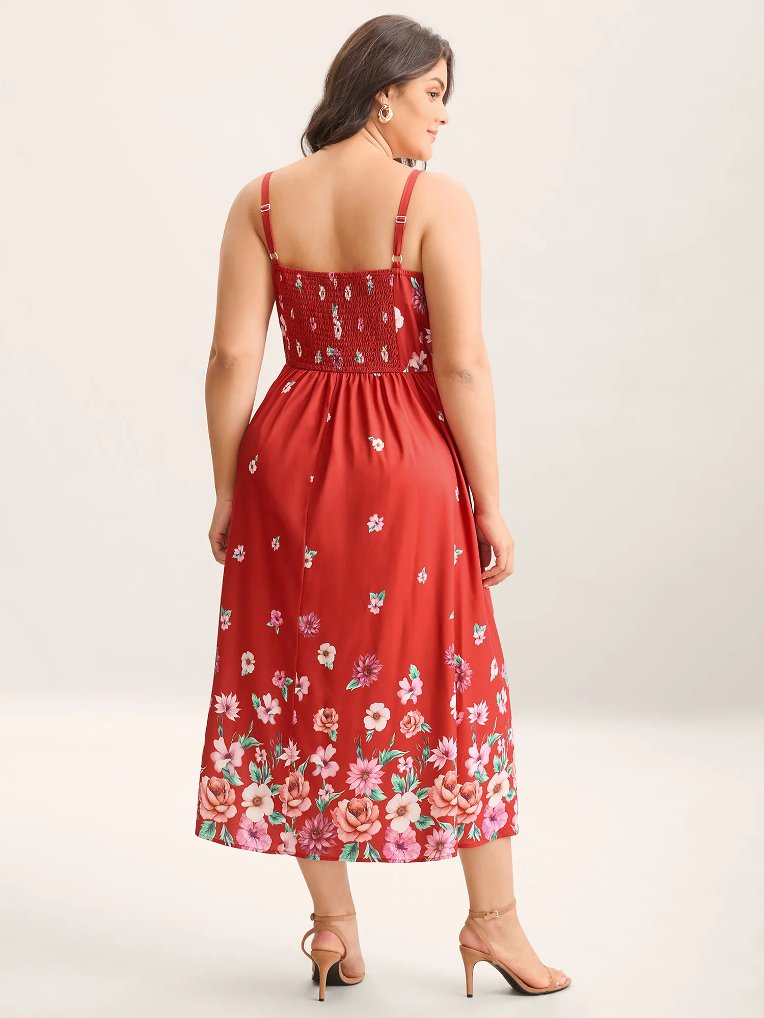 Blooming Flowers V Neck Pockets Dress - Image 4