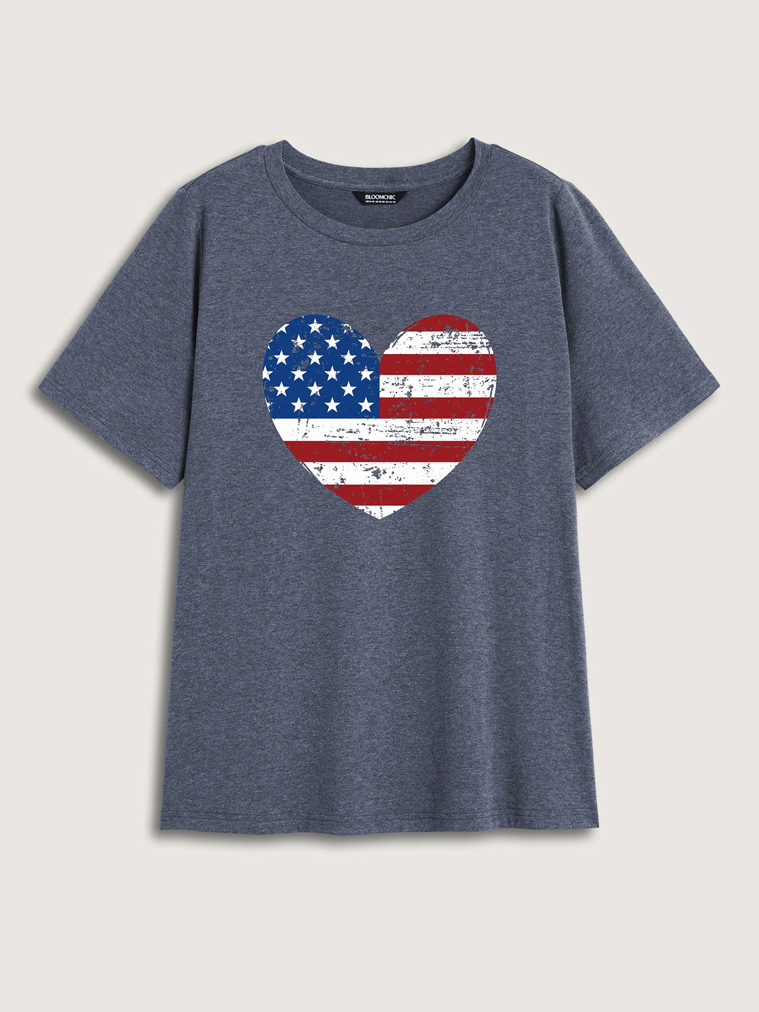 Blue and Red Heart Crew Neck T-Shirt