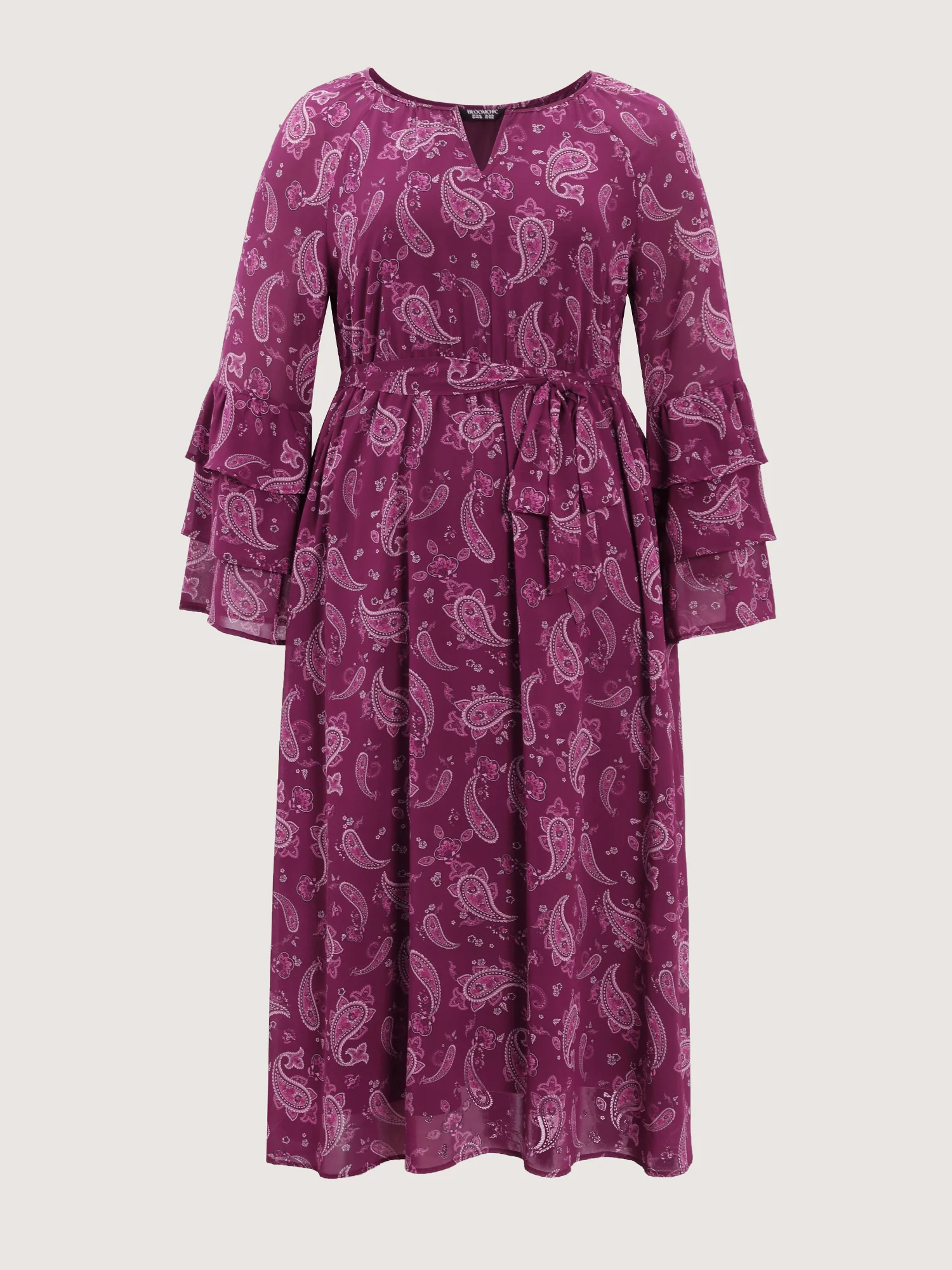 Boho Paisley Print Waist-Tie Maxi Dress - Image 7