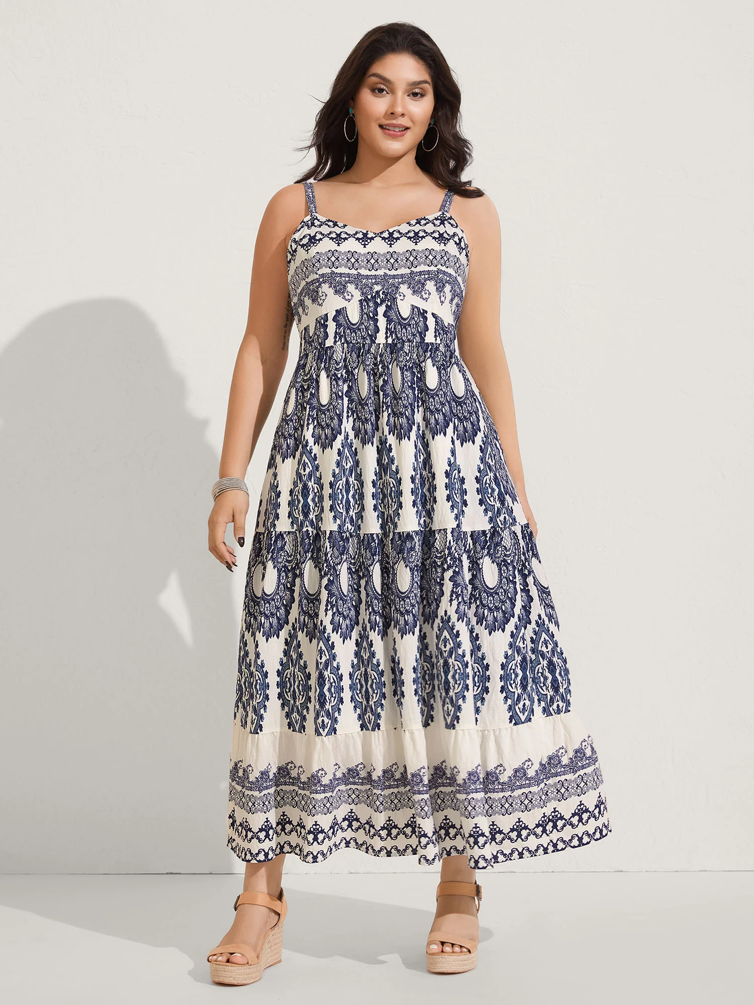Boho Print Shirred Cami Maxi Dress - Image 3