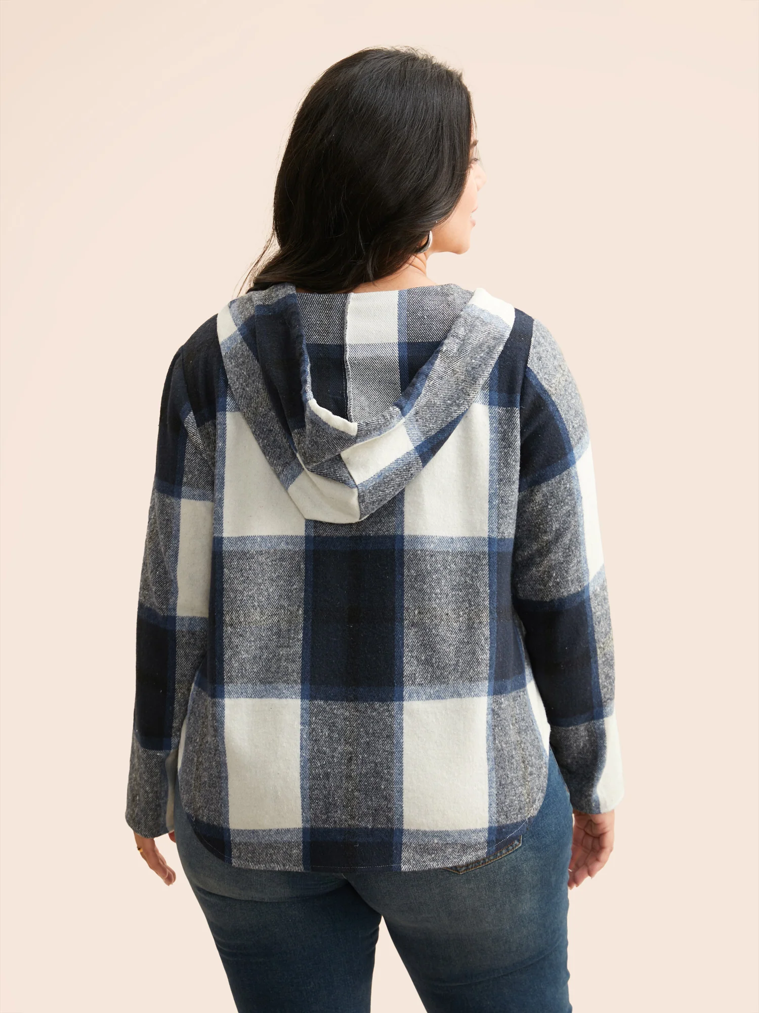 Brushed Fabric Plaid Hooded Sweatshirt - Image 13