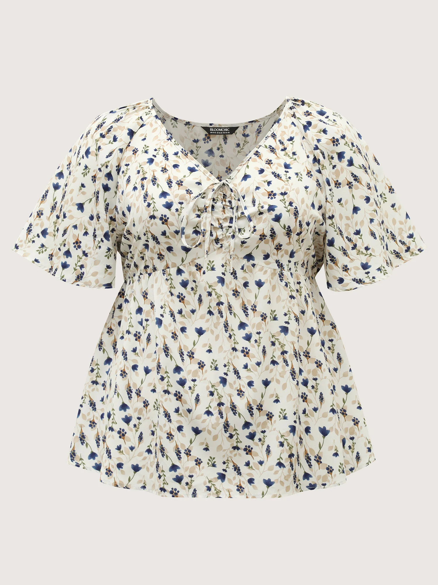 Bust-Comfort Floral Print Tie Blouse - Image 7