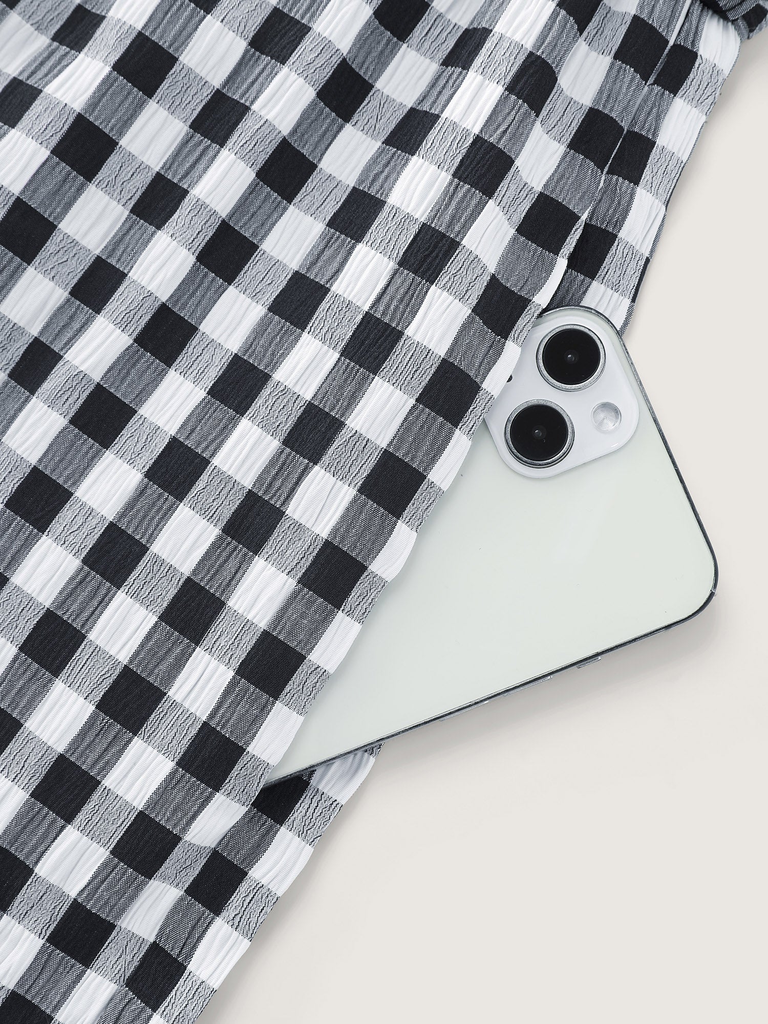 Checkered Print Pockets Waist-Tie Jumpsuit - Image 7