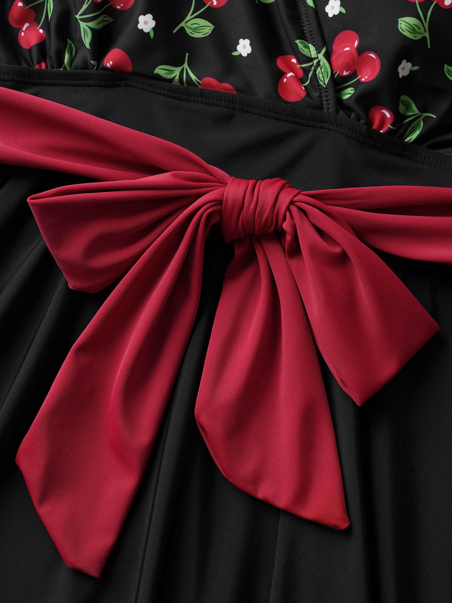 Cherry Print Wrap Tie Knot Swim Dress - Image 5