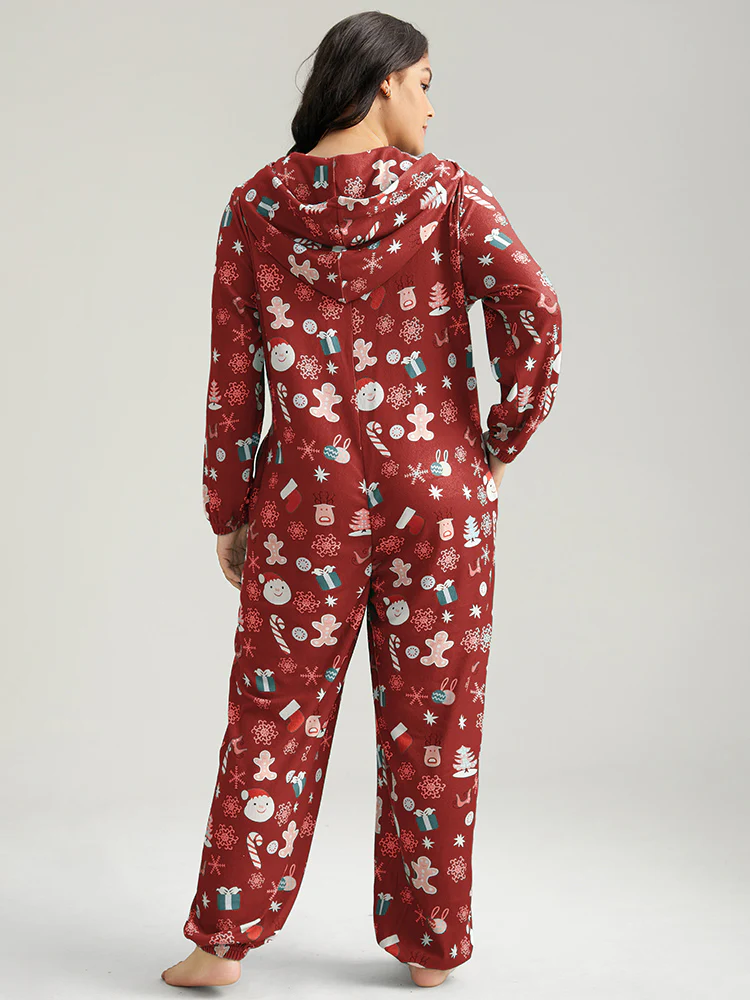 Christmas Graphic Hooded Pocket Sleep Jumpsuit - Image 10