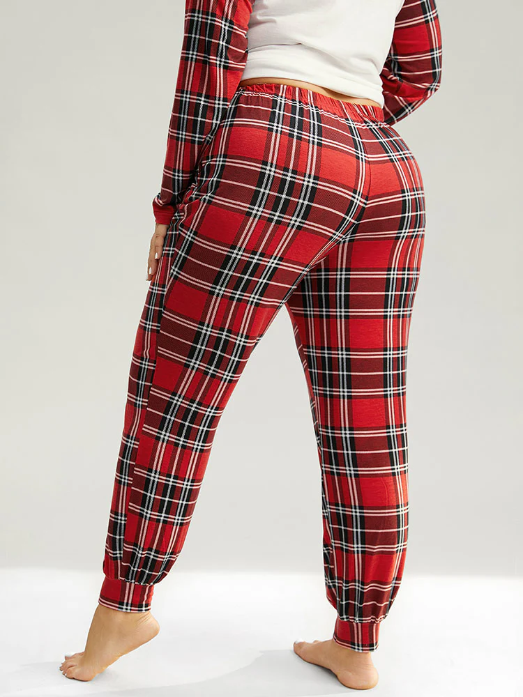 Christmas Plaid Elastic Waist Sleep Bottoms - Image 2