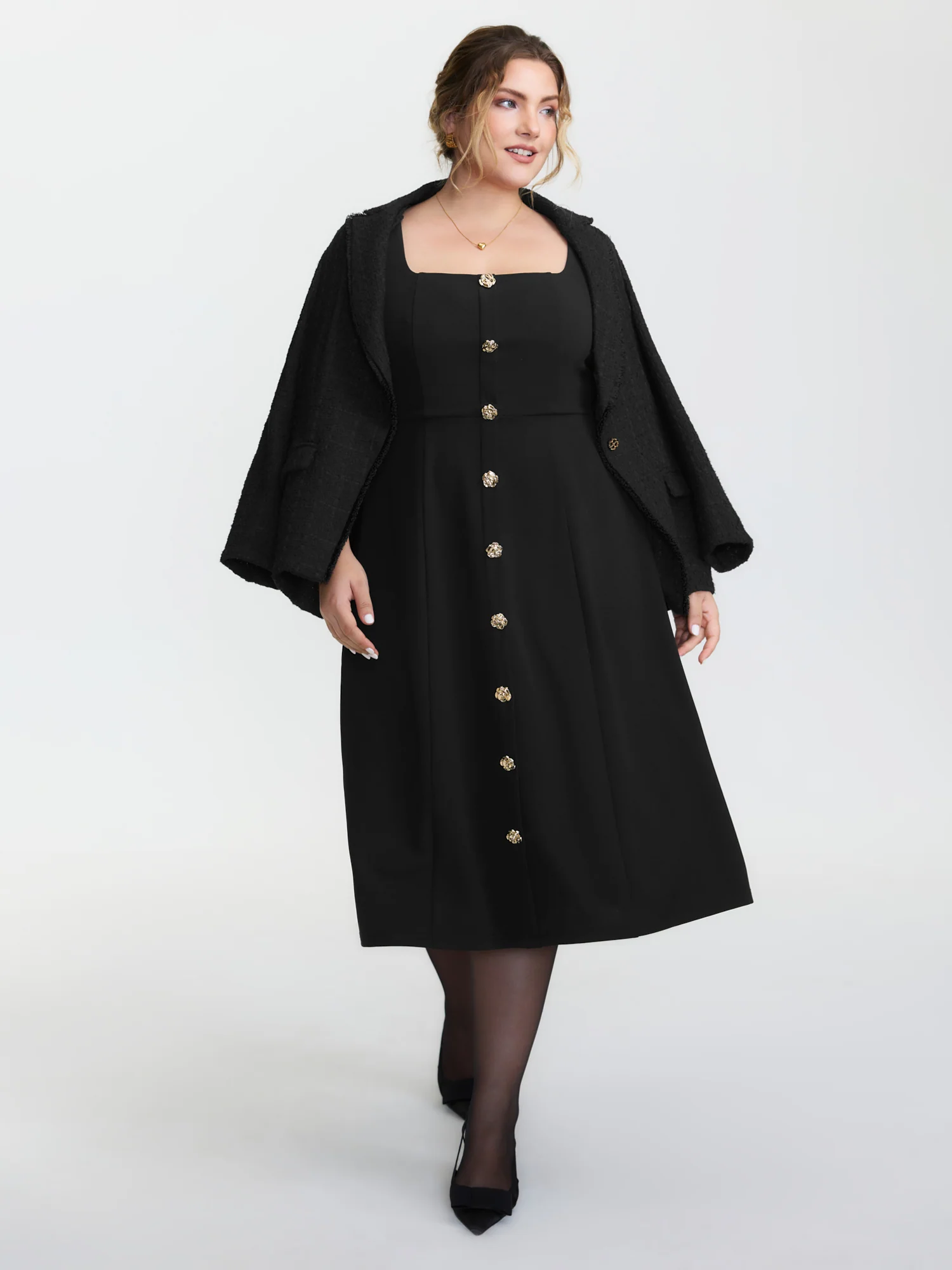 Cinched-Waist Button Detail Maxi Dress - Image 3