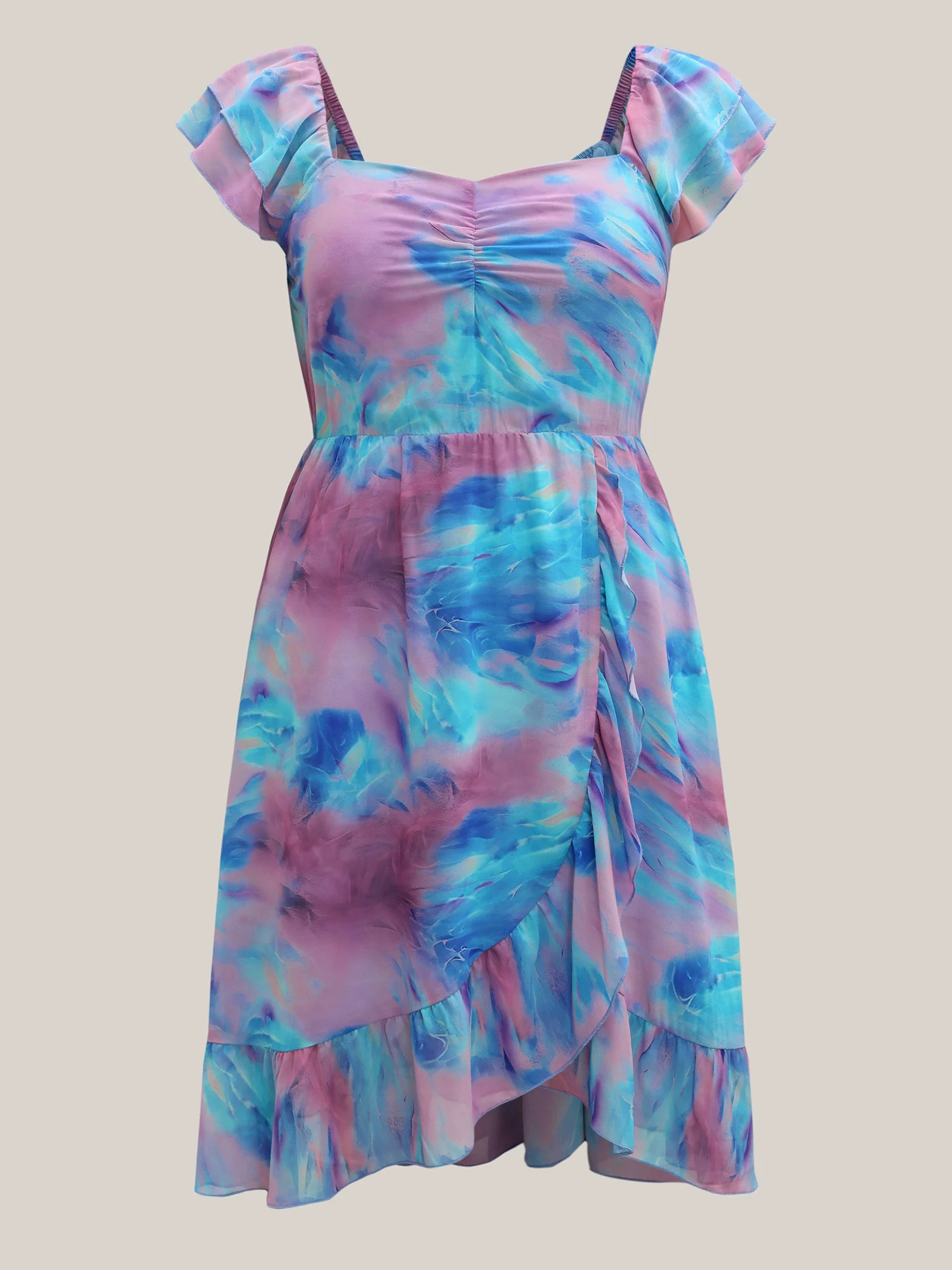 Color Blend Stretchy Waist Pockets Midi Dress - Image 8