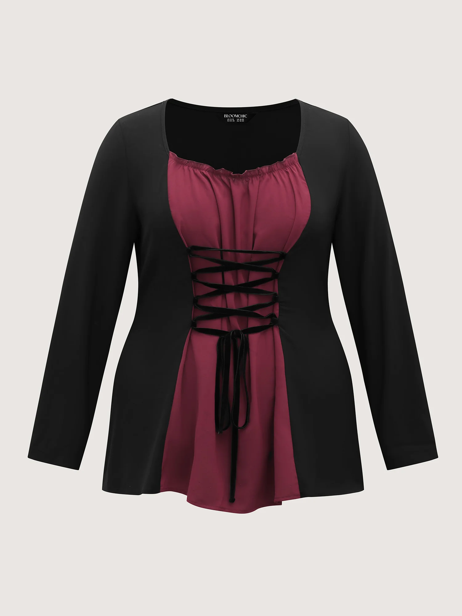 Color Contrast Cinched-Waist Knit Top - Image 7
