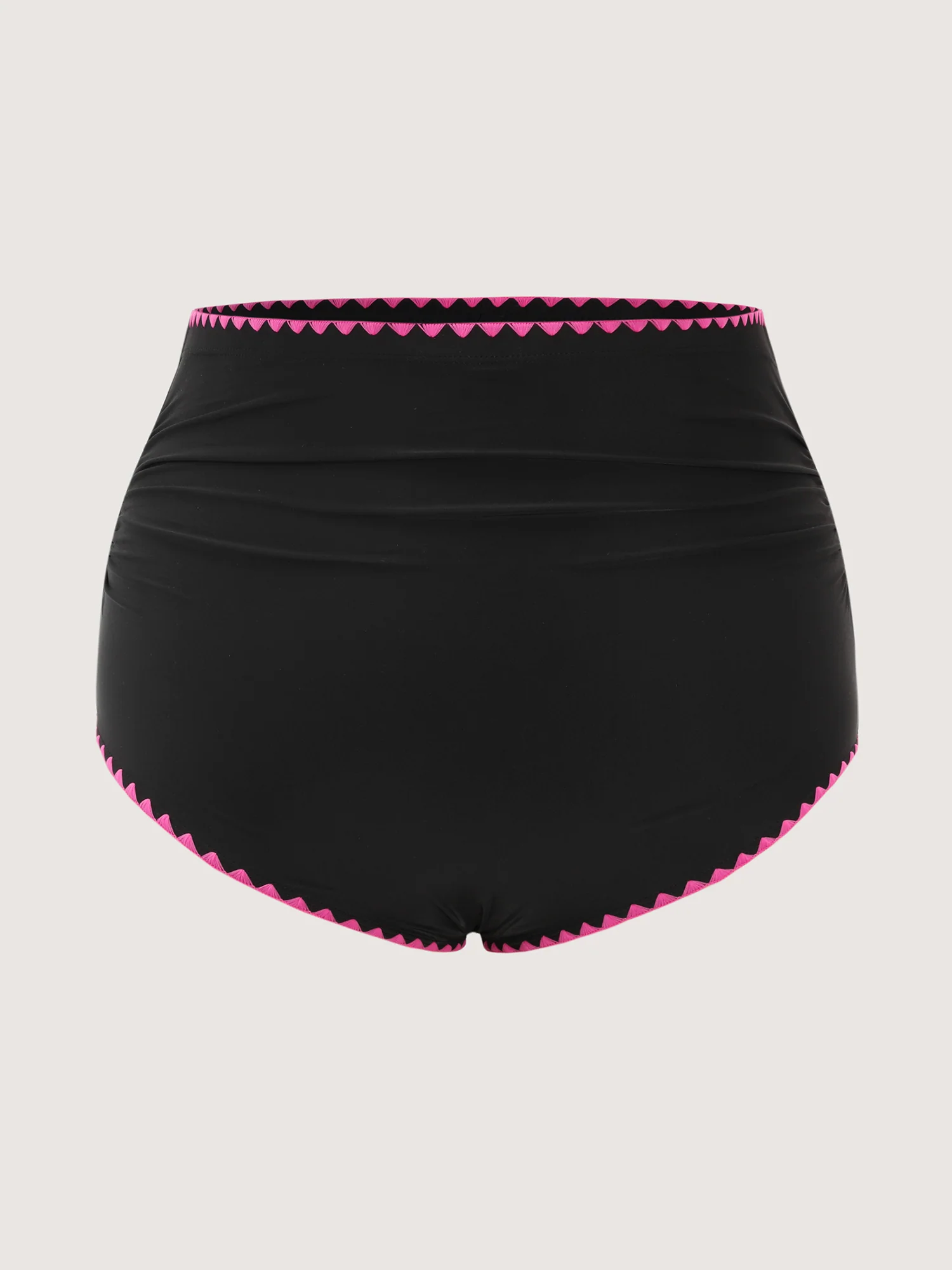 Color Contrast Embroidered Pleated Swim Bottoms - Image 5