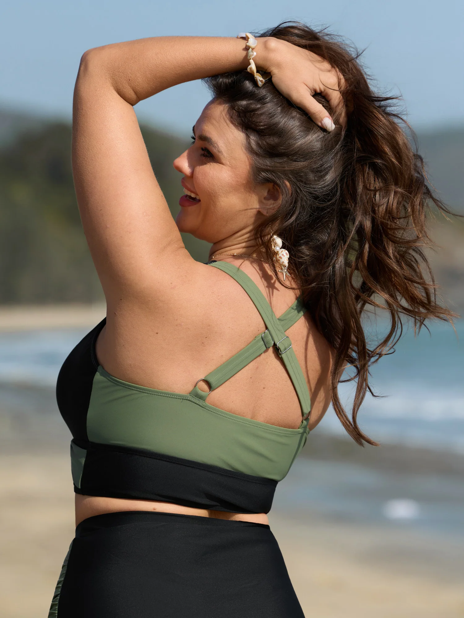 Colorblock Adjustable Overlap Front Swim Top - Image 4