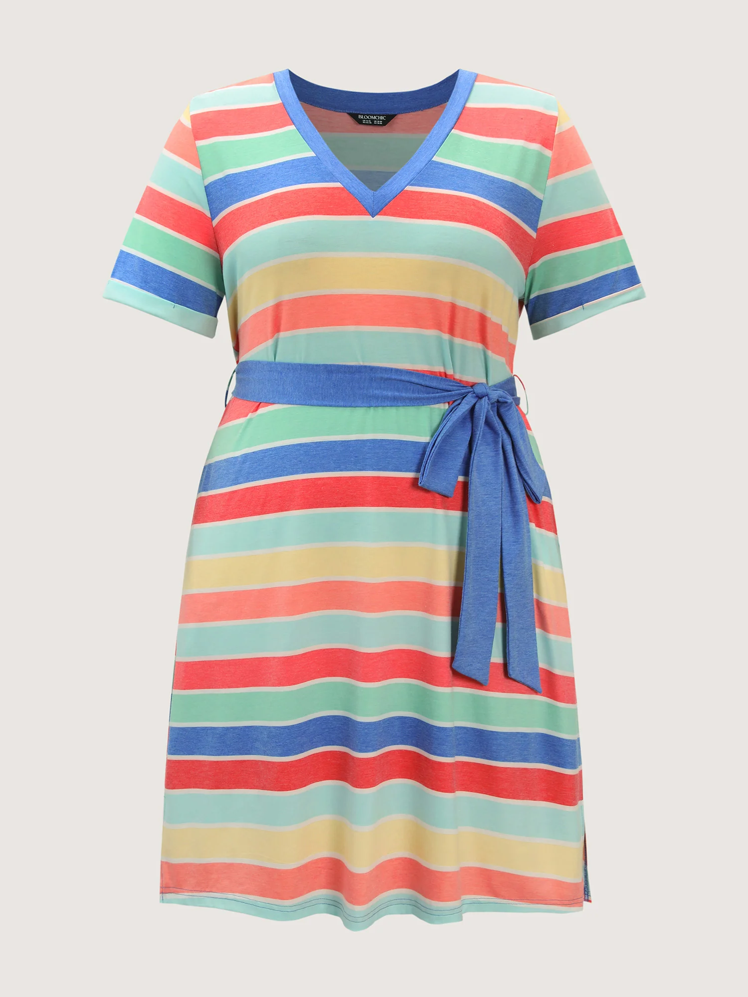 Colorful Stripe Heather Pockets Midi Dress - Image 8