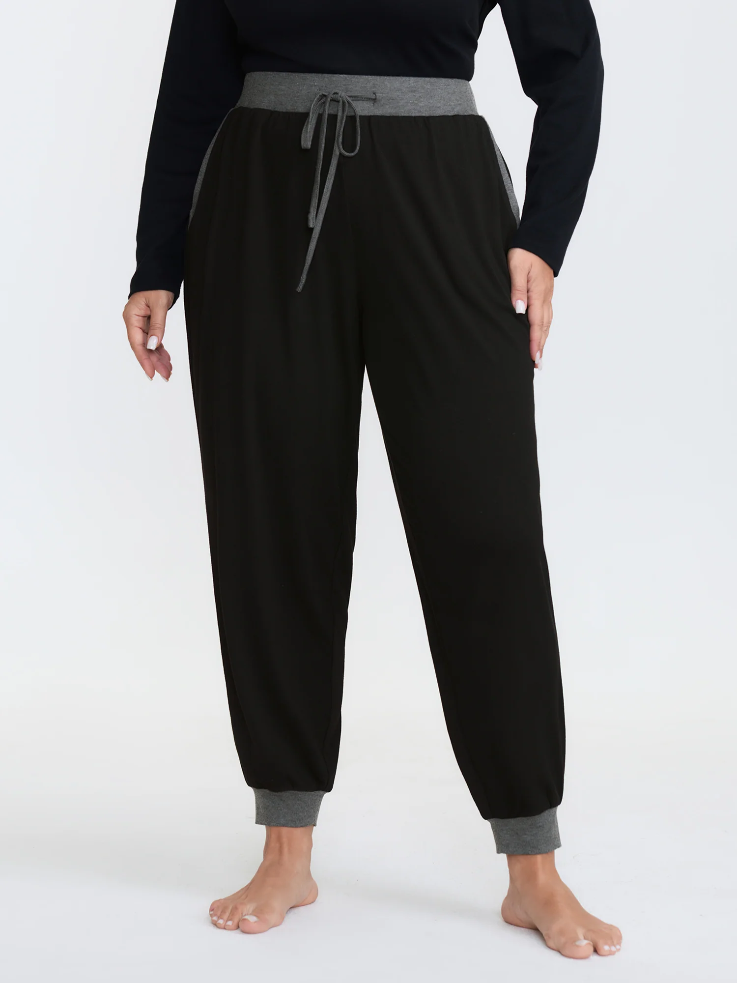 Contrast Drawstring Loungewear Bottoms