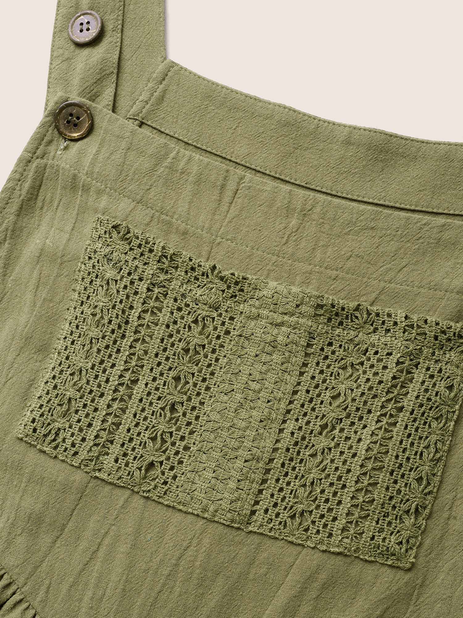Cotton Plain Textured Patch Pocket Jumpsuit - Image 6