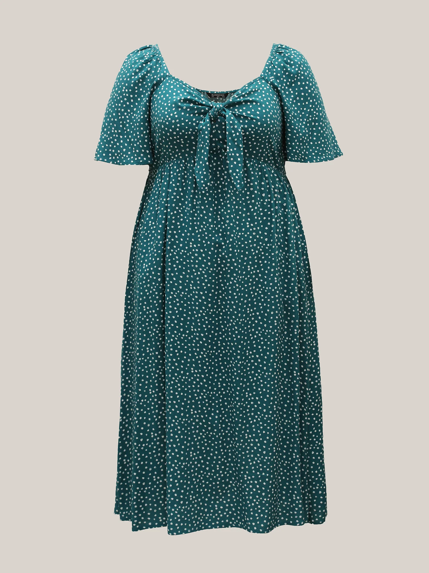 Rayon Polka Dot Neck-Tie Midi Dress - Image 7