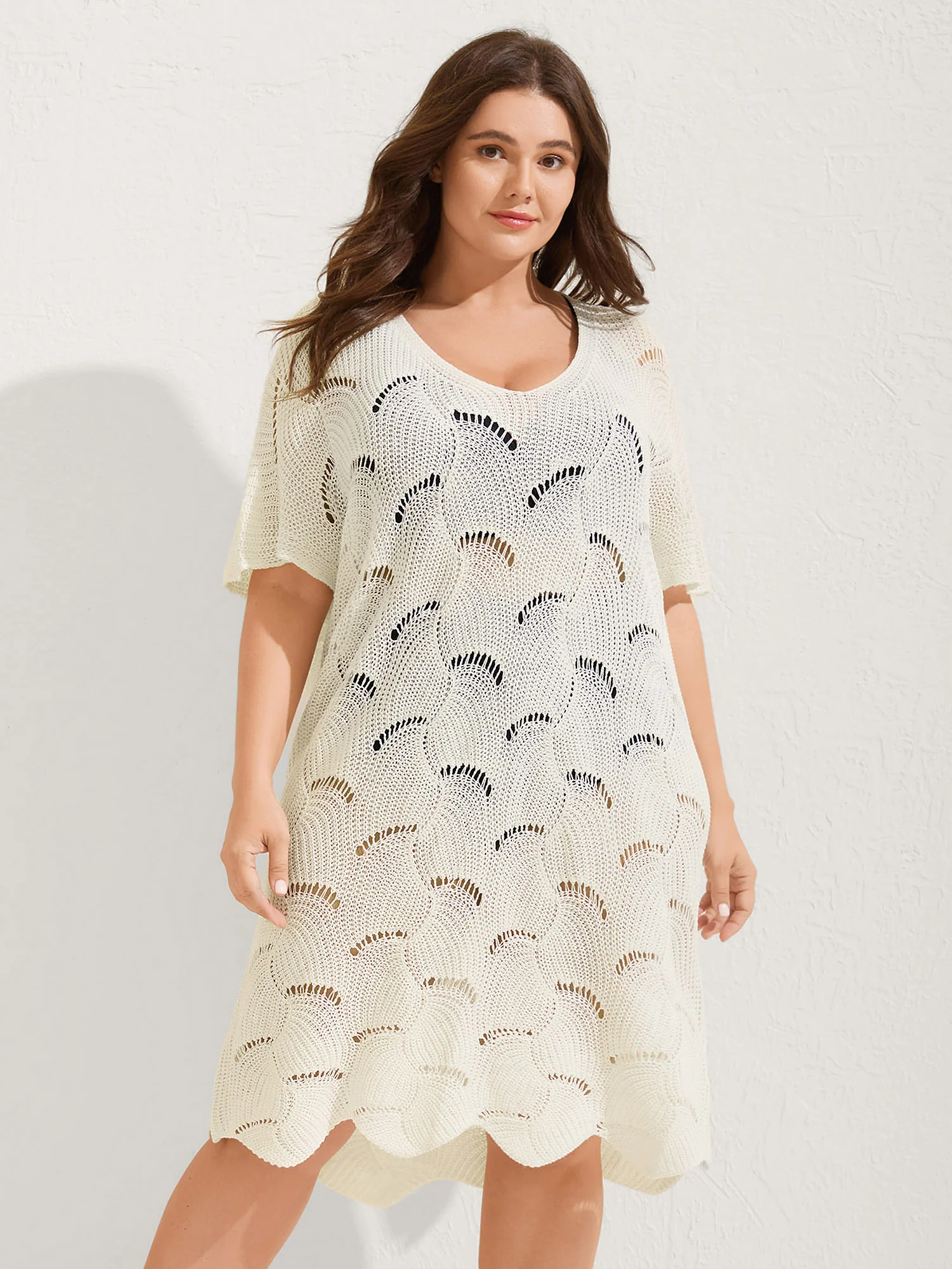 Cut-Out Solid V-Neck Swimsuit Coverup - Image 6