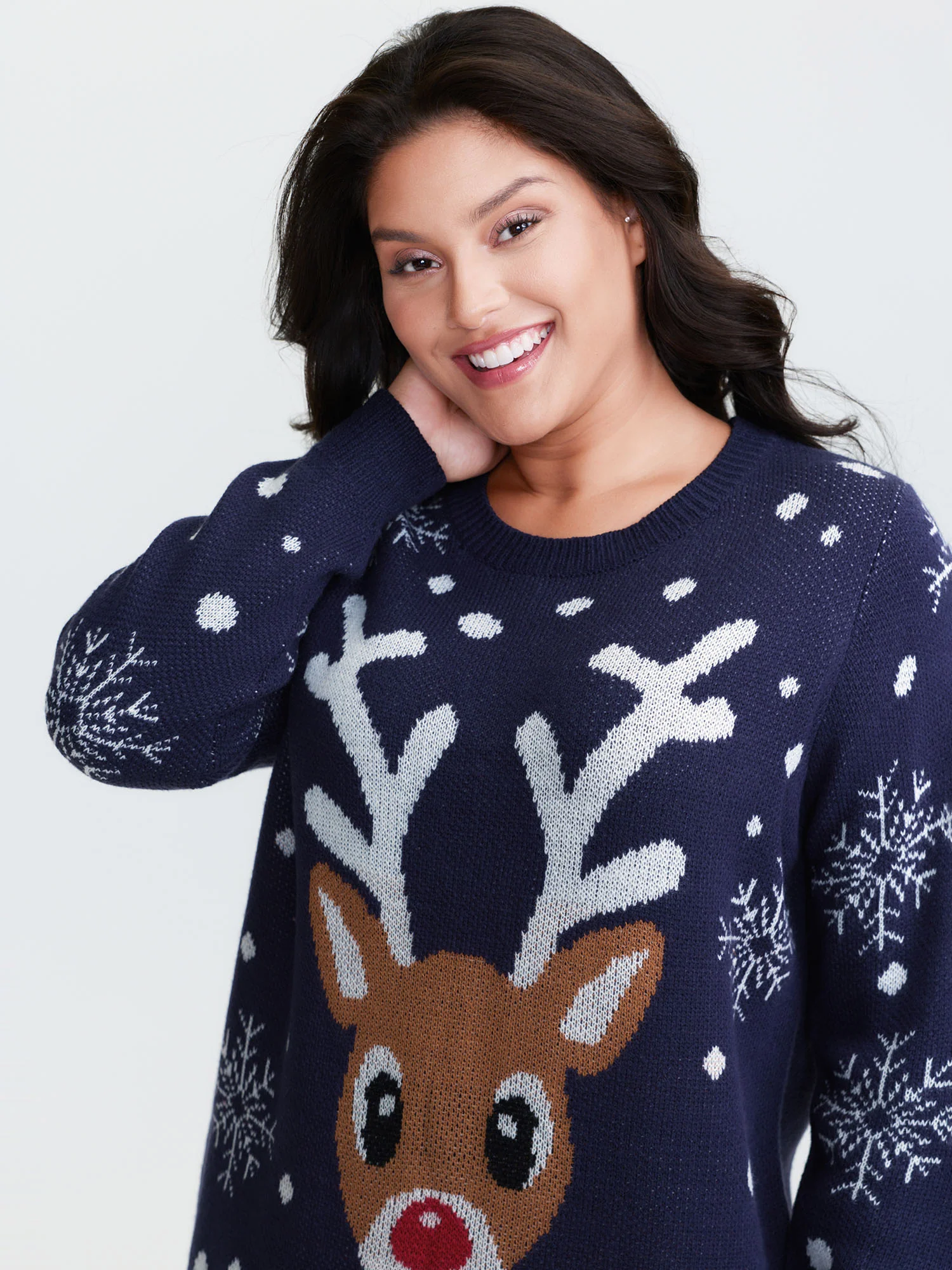 Deer Snowflake Pattern Jacquard Pullover - Image 9