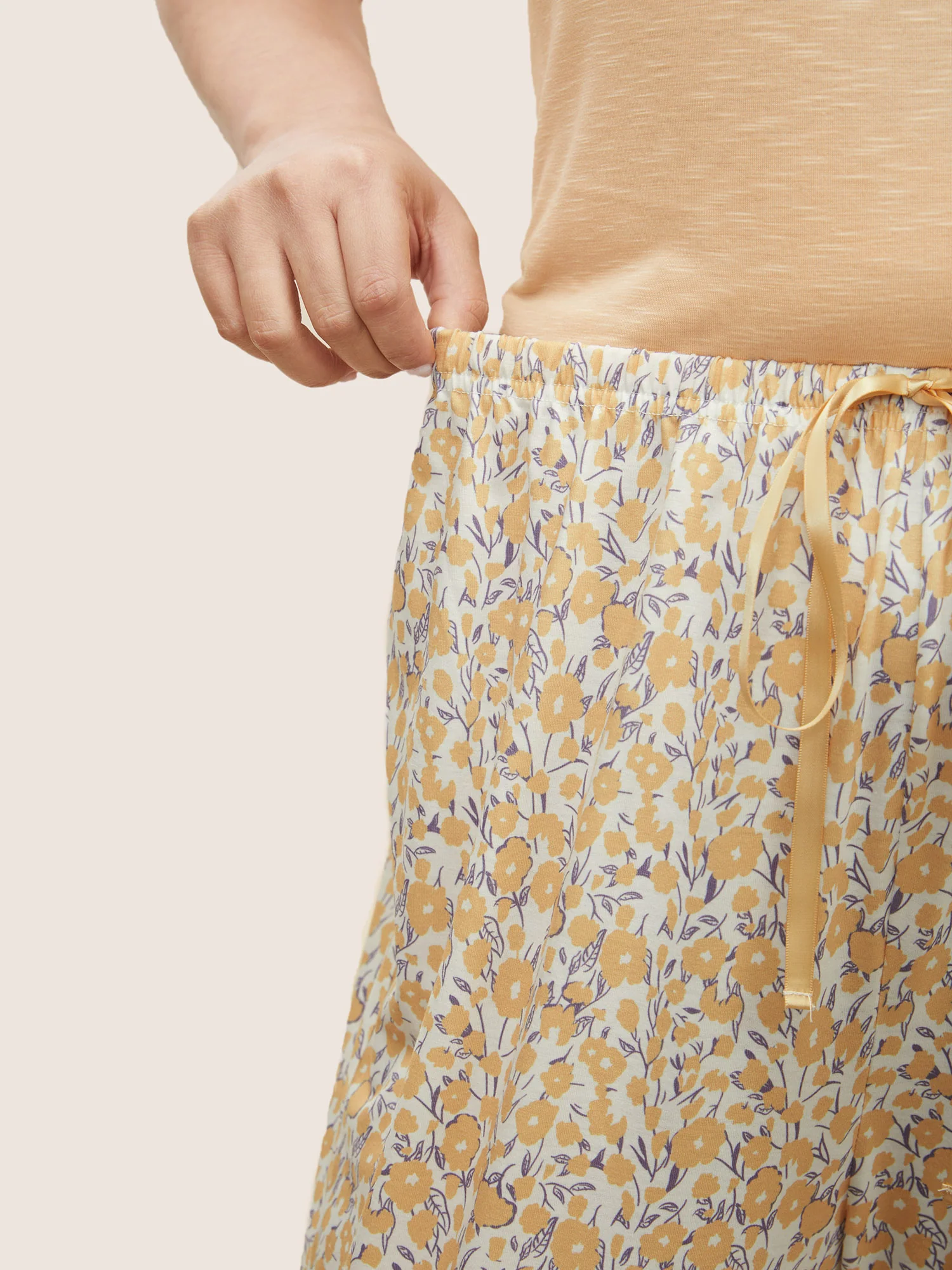 Ditsy Floral Elastic Waist Drawstring Sleep Bottoms - Image 4