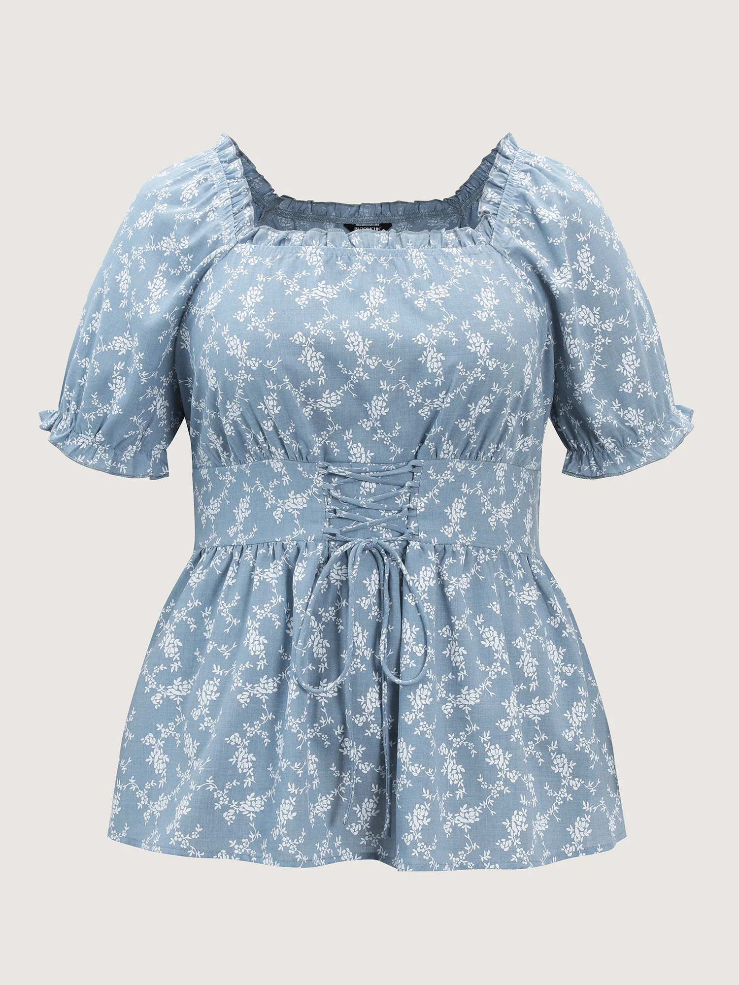 Ditsy Floral Front-Tie Shirred Blouse - Image 7
