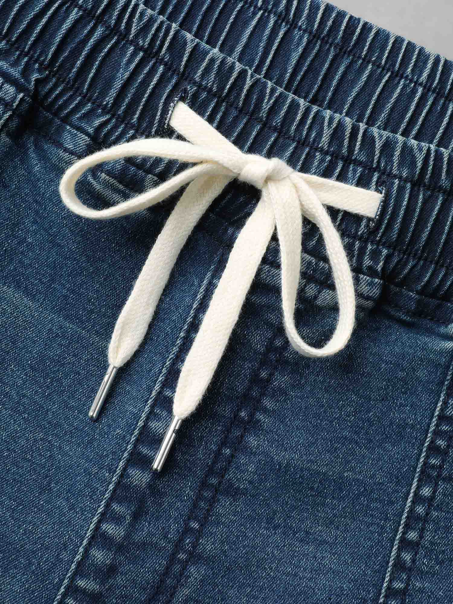 Drawstring Stretchy Waist Pocket Jeans - Image 7