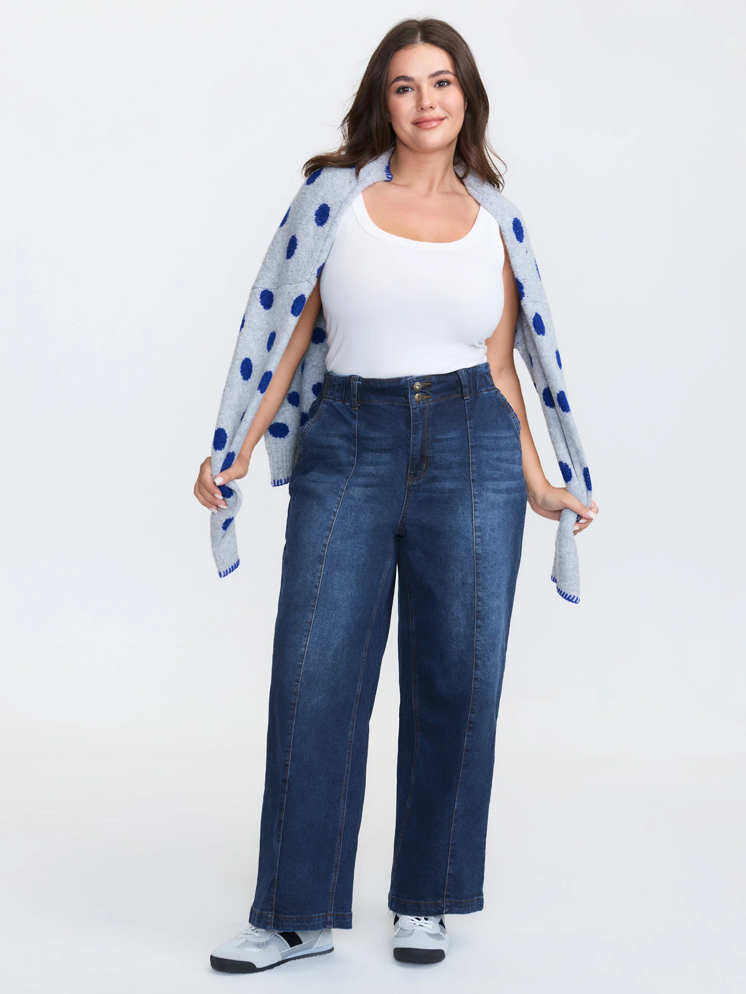 Elastic Waistband Straight-Leg Jeans - Image 2