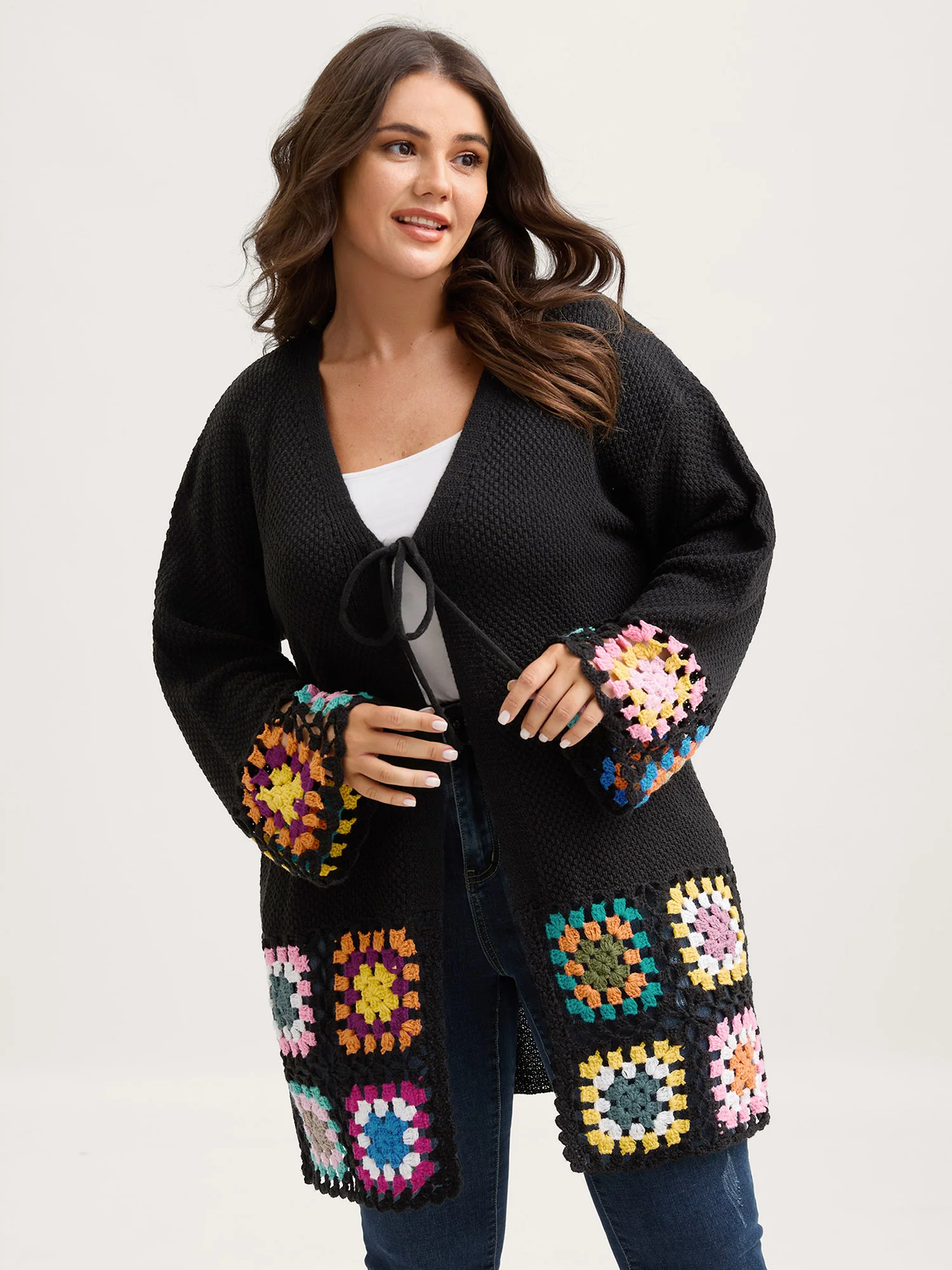 Floral Crochet Lace Open-Front Cardigan