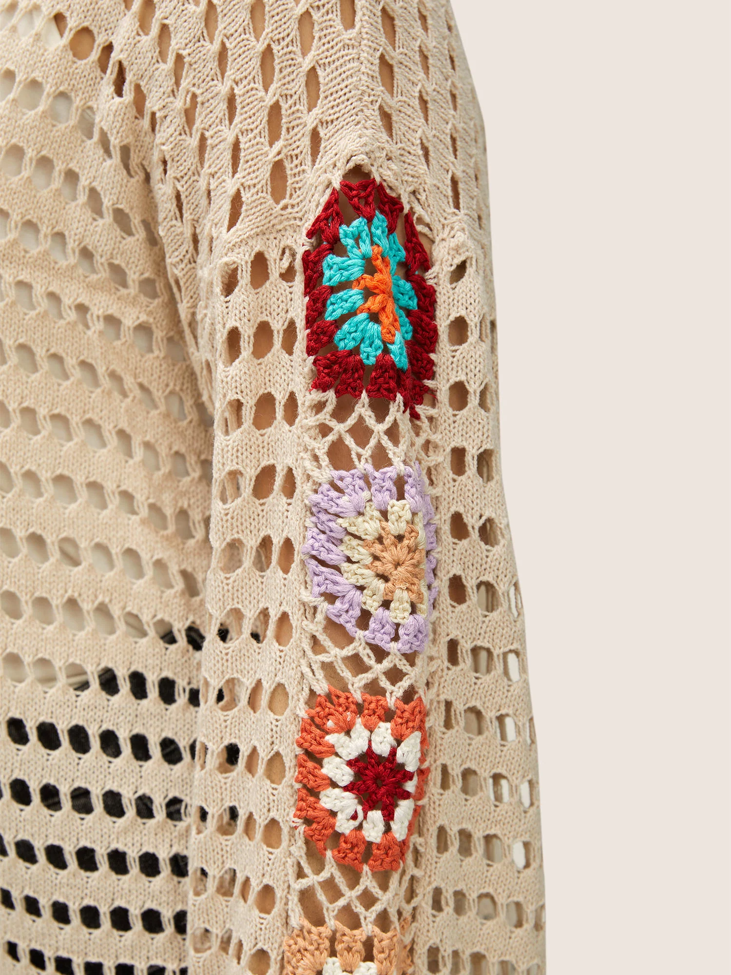 Floral Crochet Pointelle Knit Pullover - Image 5