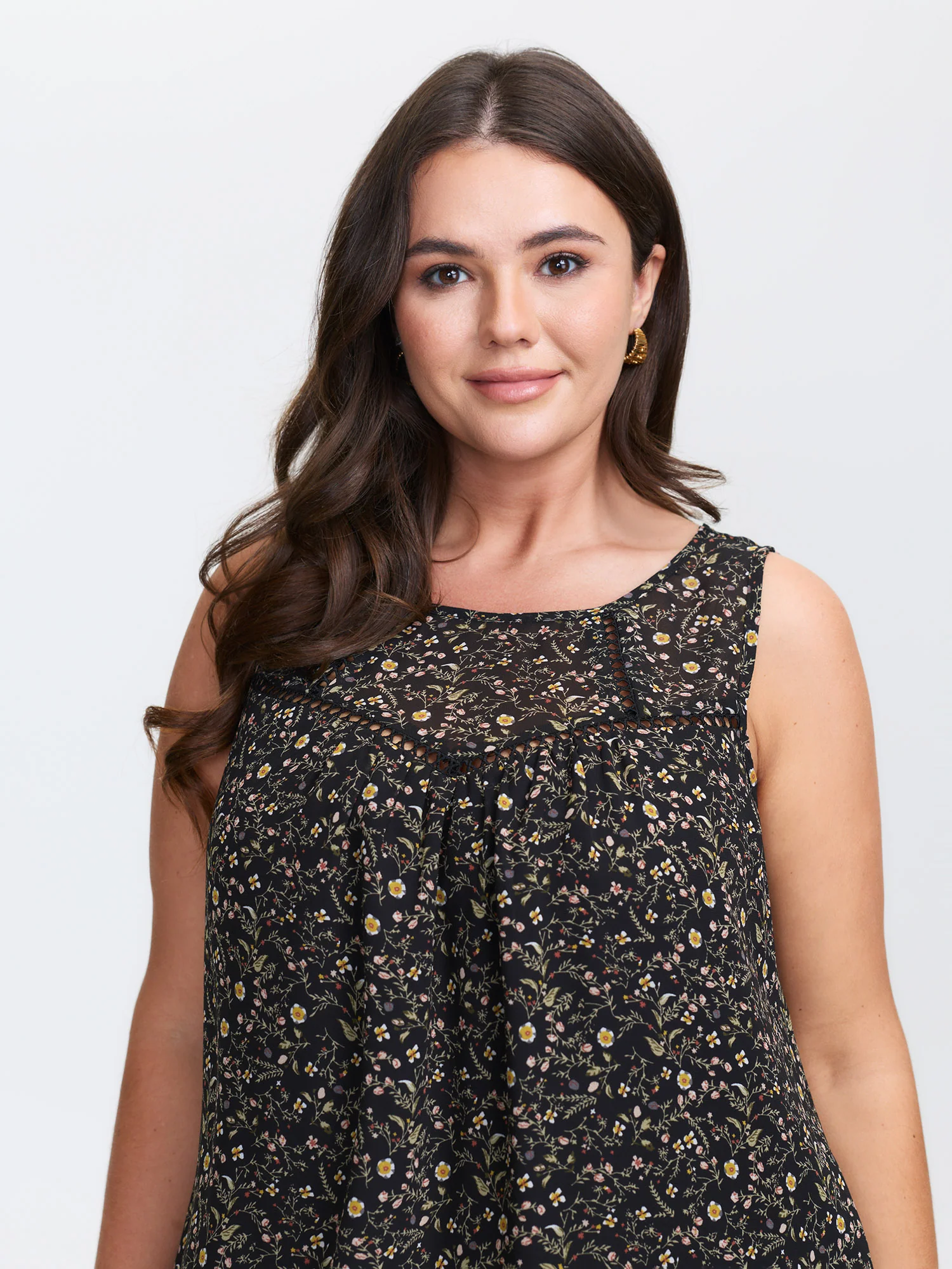 Floral Print Lace Trim Tank Top - Image 3