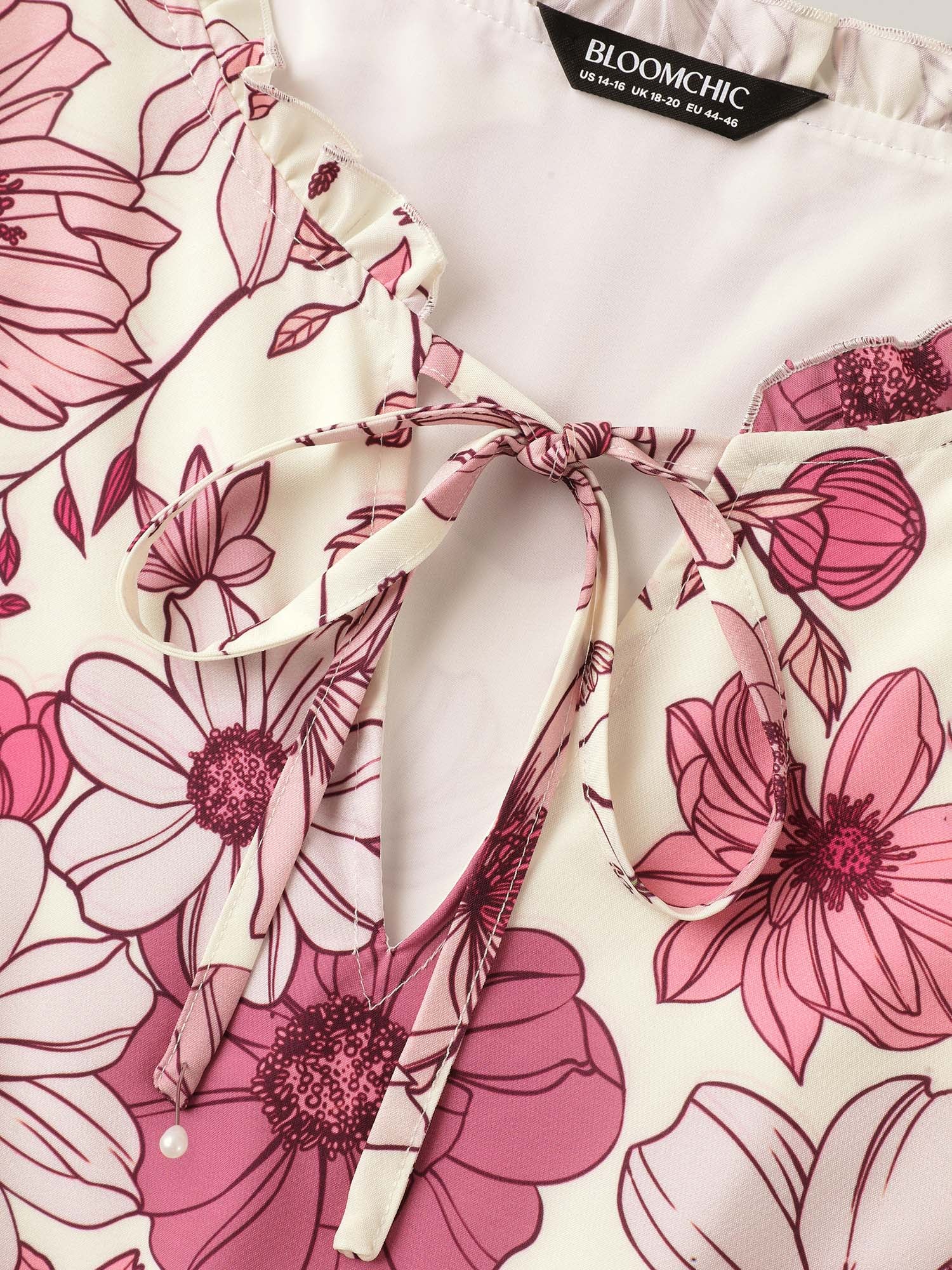 Floral Print Neck Tie Tiered Maxi Dress - Image 6