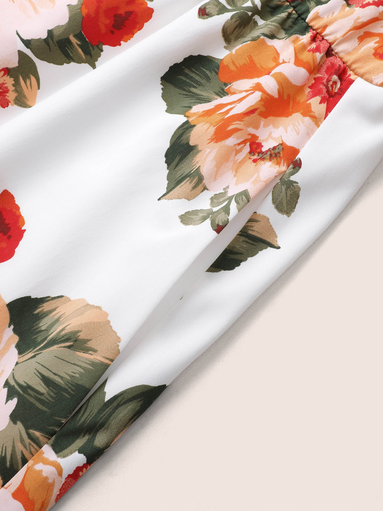 Floral Print Notched Elastic Cuffs Dress - Image 6