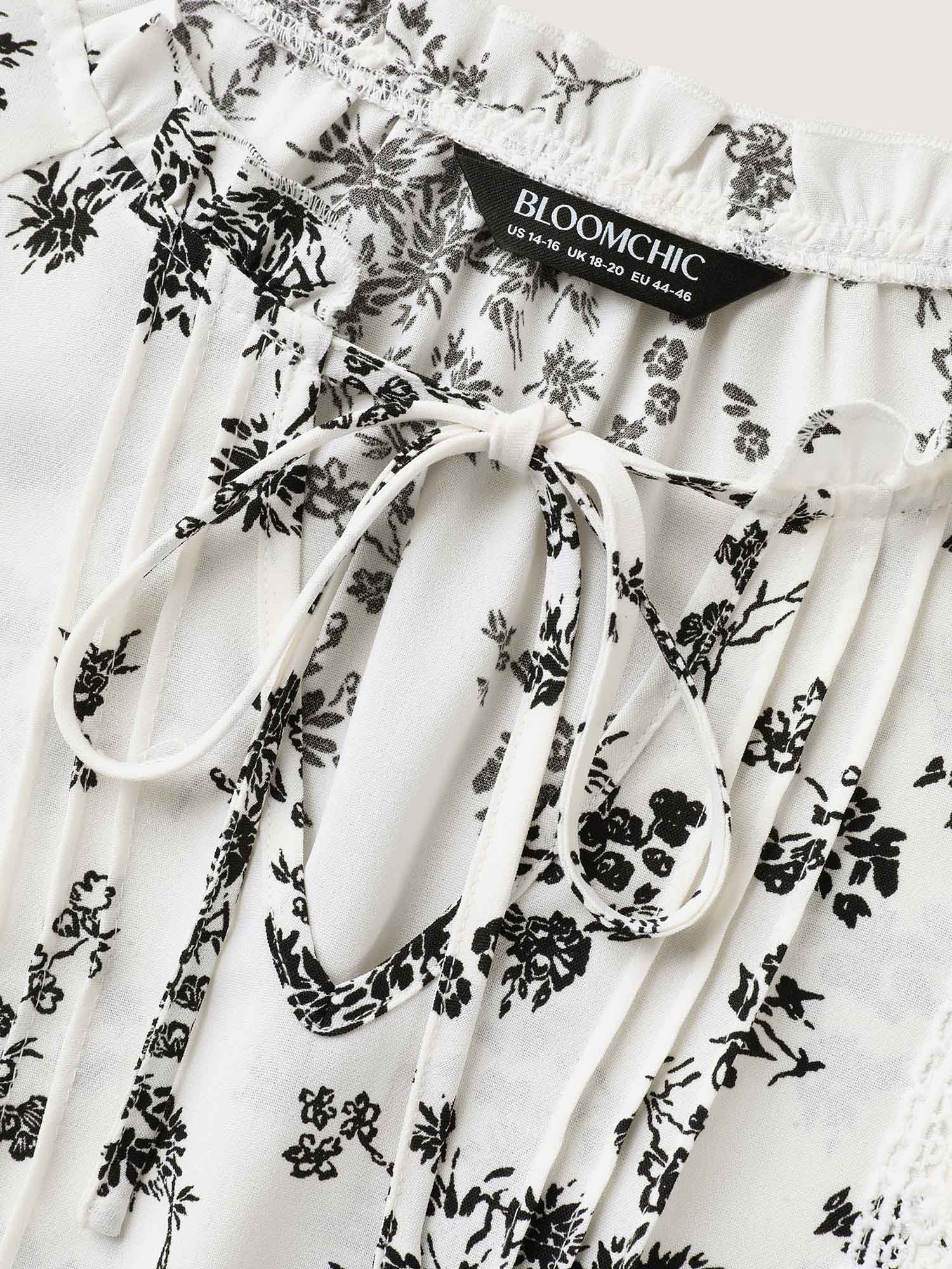 Floral Print Plicated Detail Blouse - Image 5