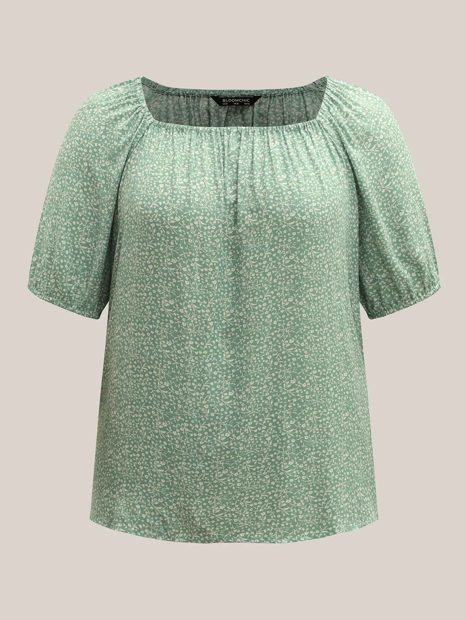 Floral Print Square Neck Relaxed Blouse - Image 6