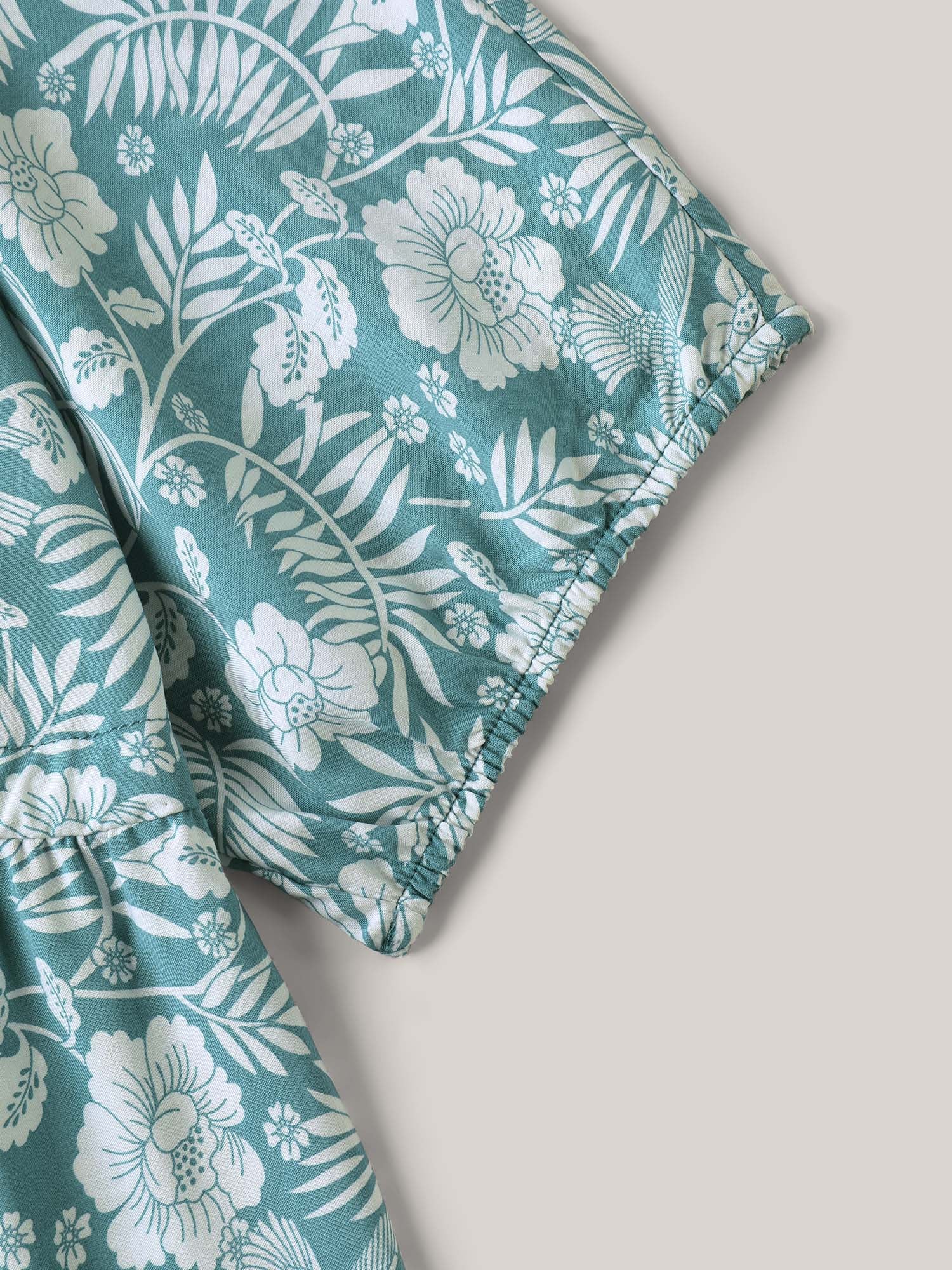 Floral Print Surplice Neck Waist-Cinched Shirt - Image 6