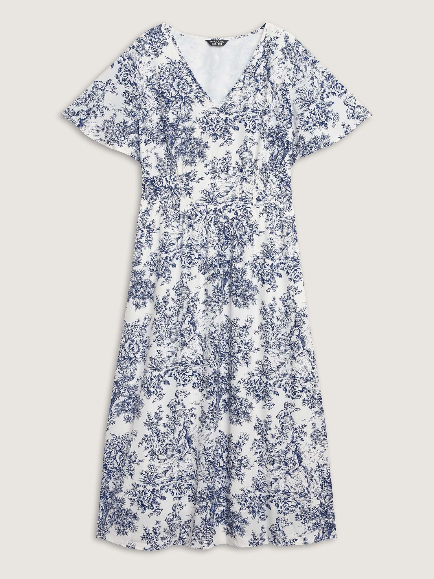 Floral Print Triangular Waist-Cinched Maxi Dress - Image 7