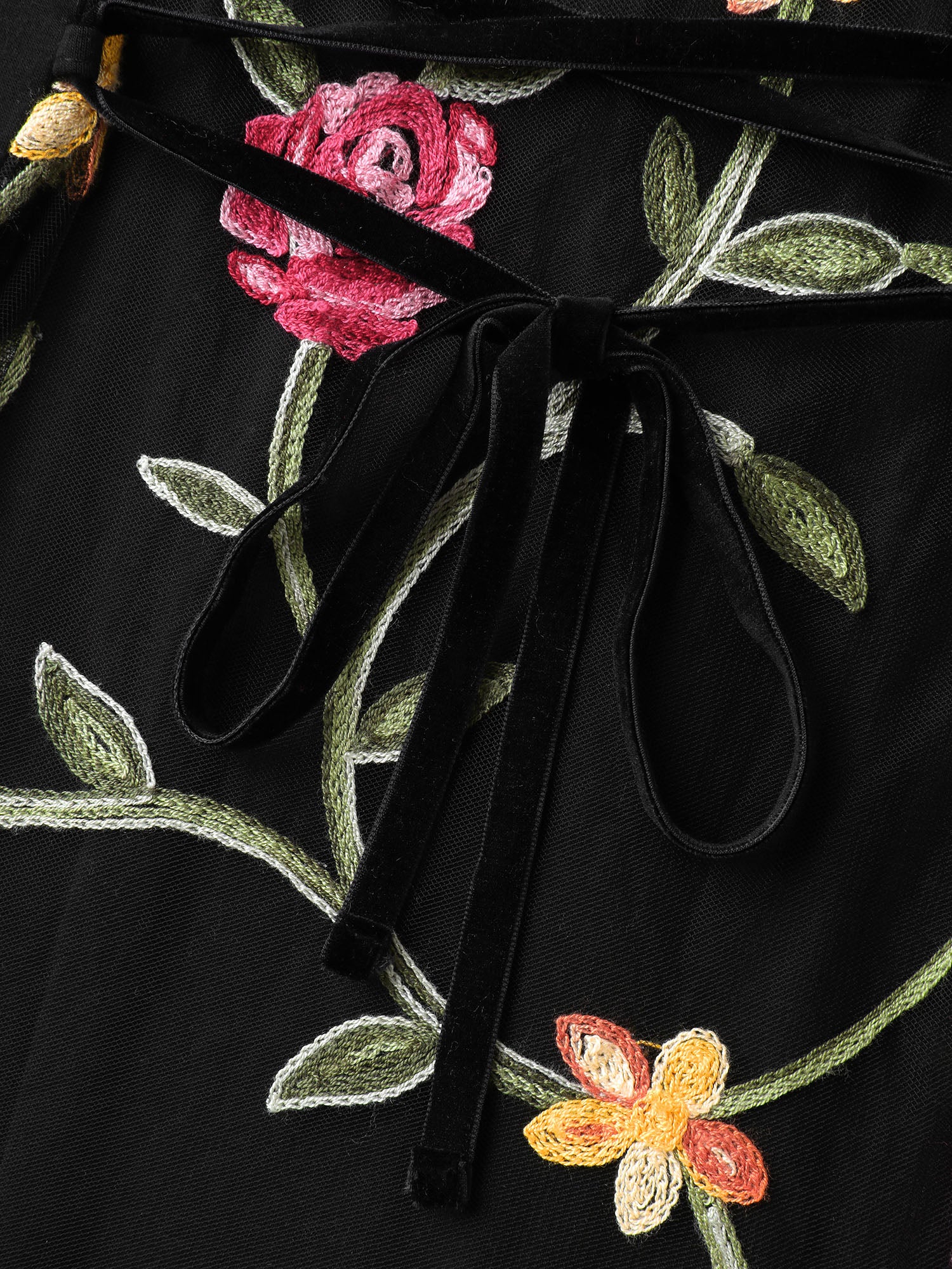 Floral Waist-Tie Contrast Maxi Dress - Image 5