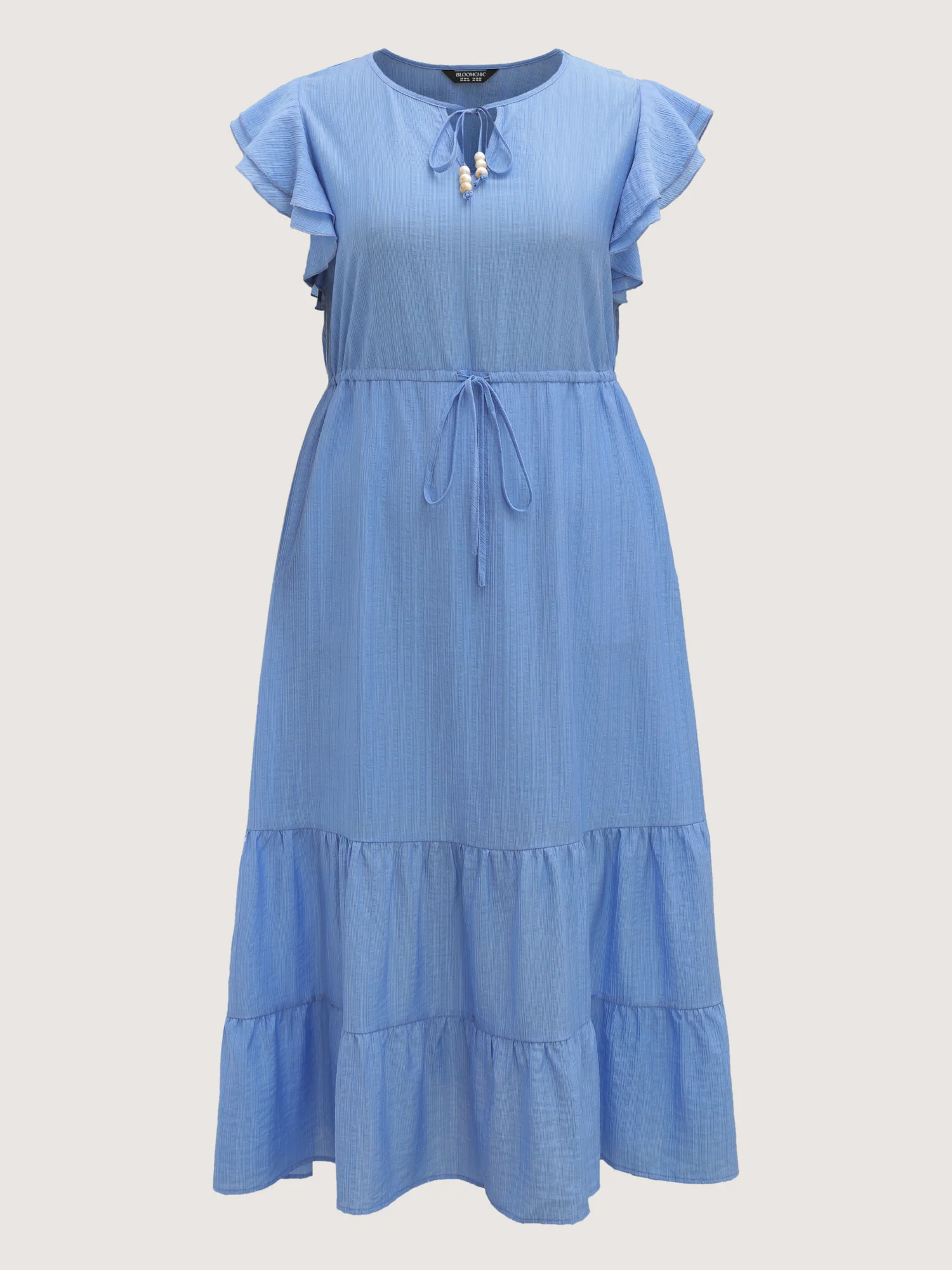 Flutter Sleeve Flowy Waist Drawstring Maxi Dress - Image 7
