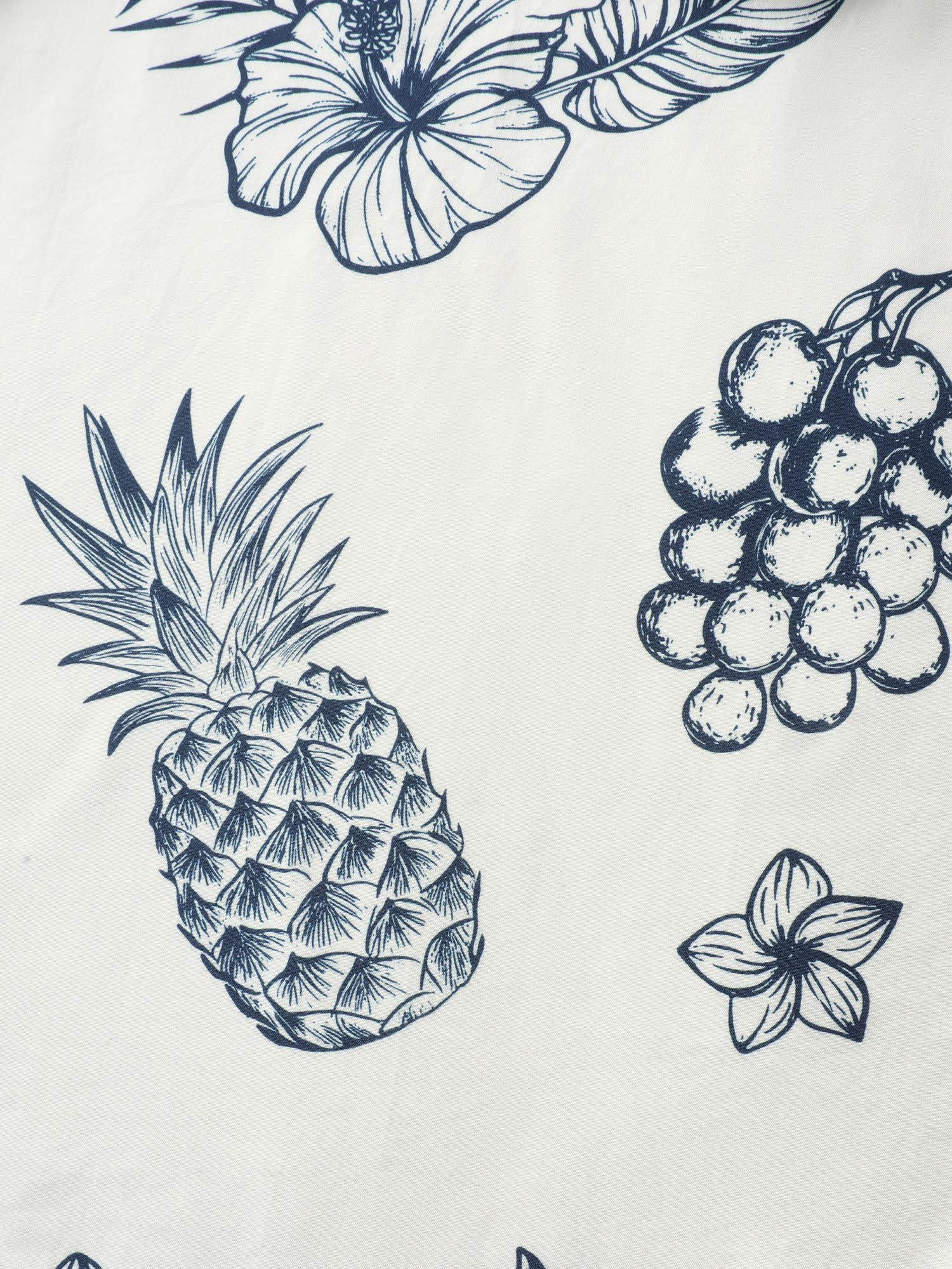 Fruity Print Bud Sleeve V-Neck Blouse - Image 7