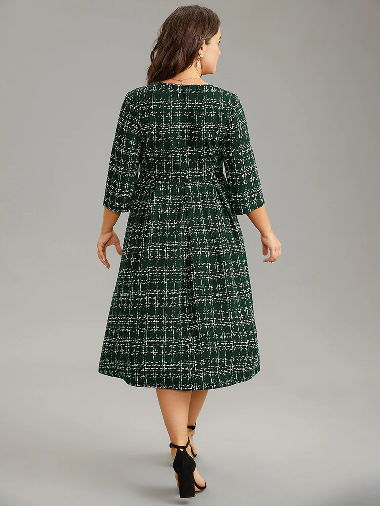 Geometric Elastic Waist Round Neck Cropped Dress - Image 4