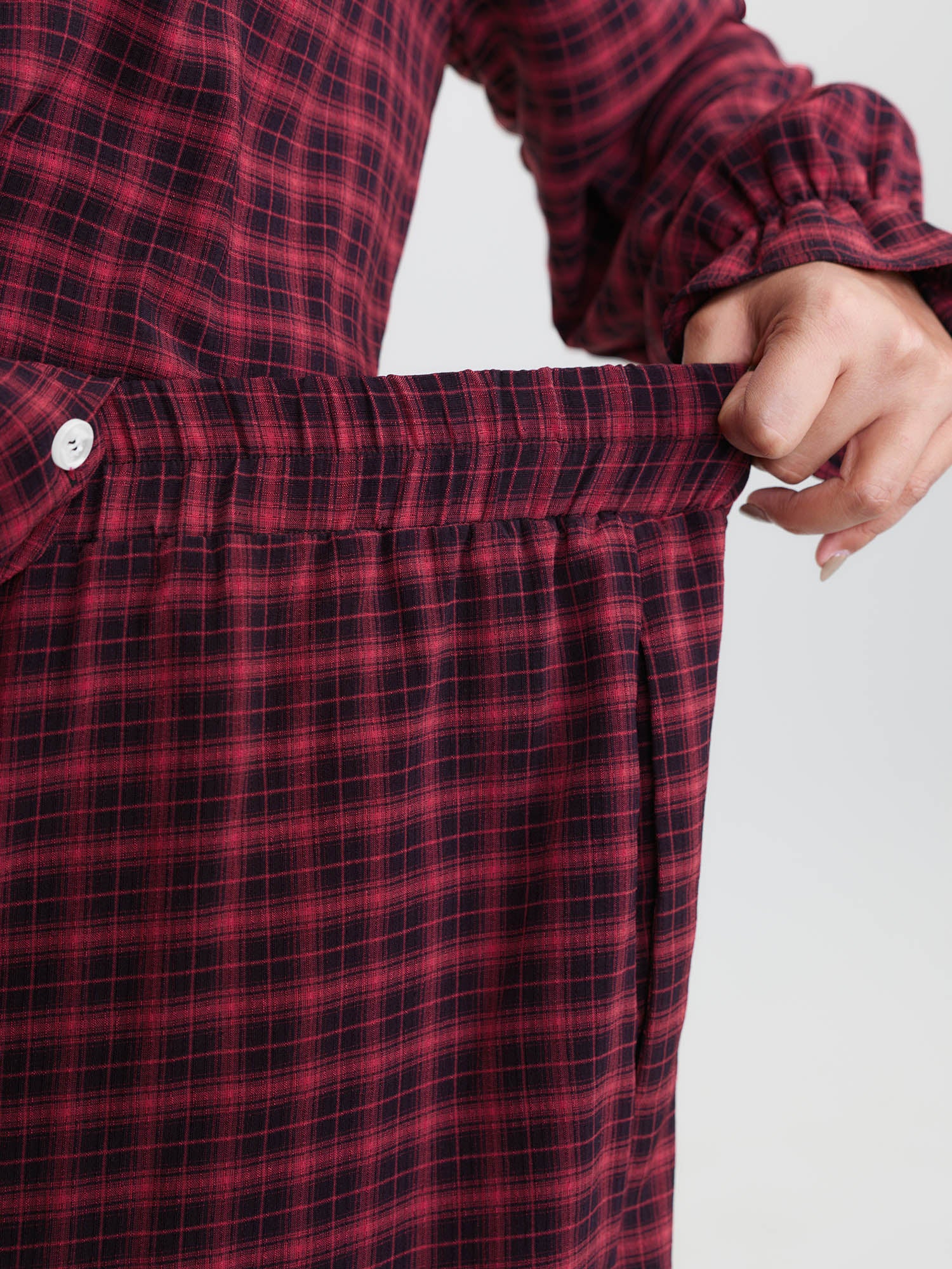 Gingham Ruffled Hem Loungewear Set - Image 61
