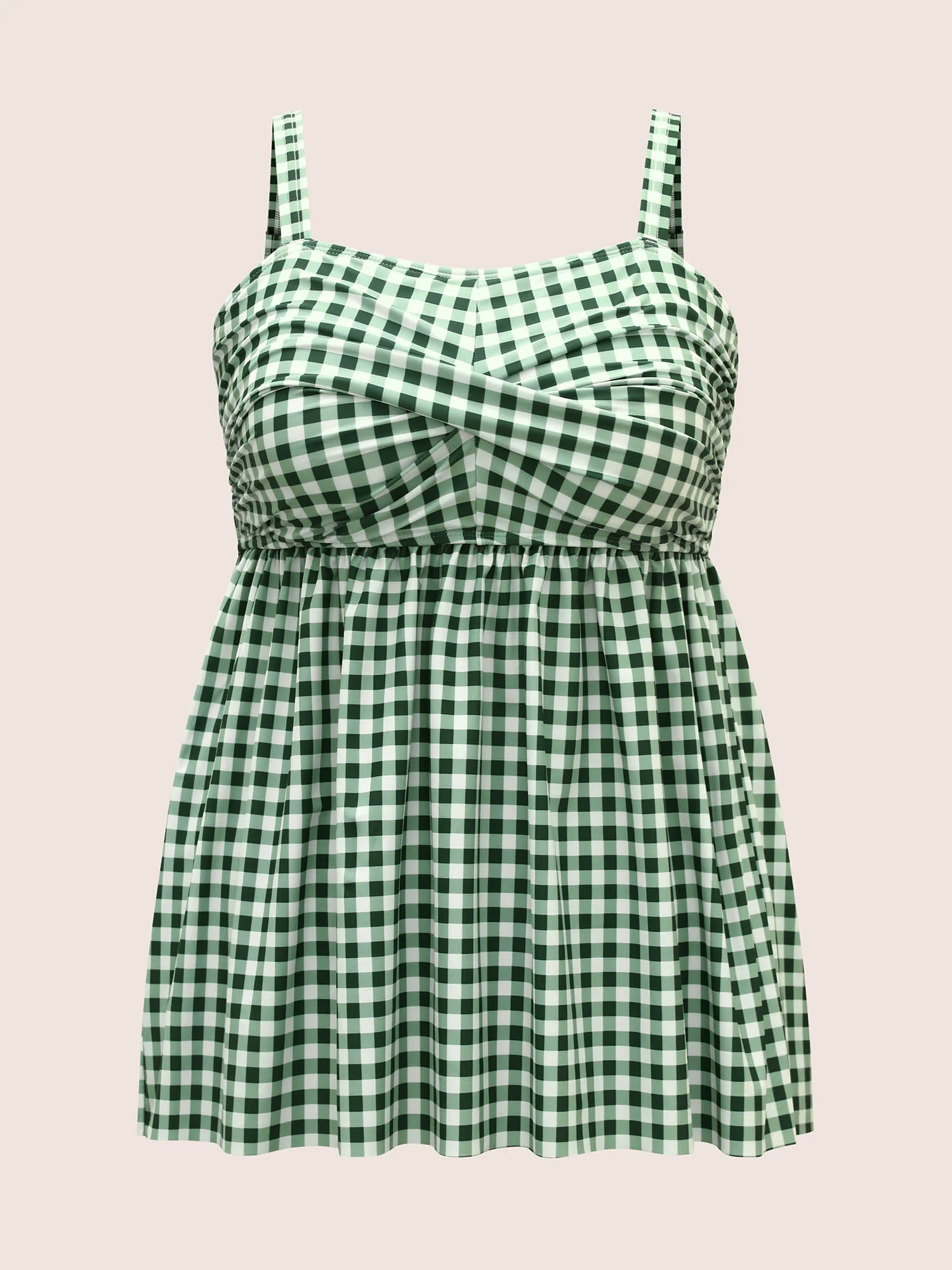 Gingham Twist Front Adjustable Straps Swim Top - Image 6