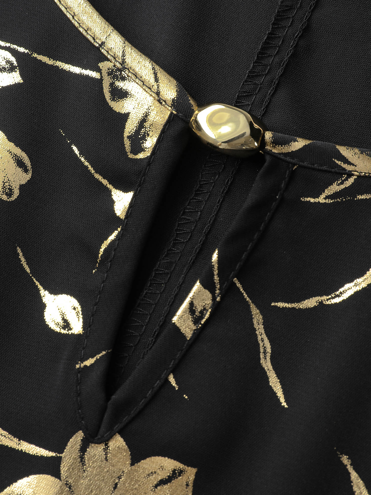 Gold Stamp Shirred Back-Waist Maxi Dress - Image 5