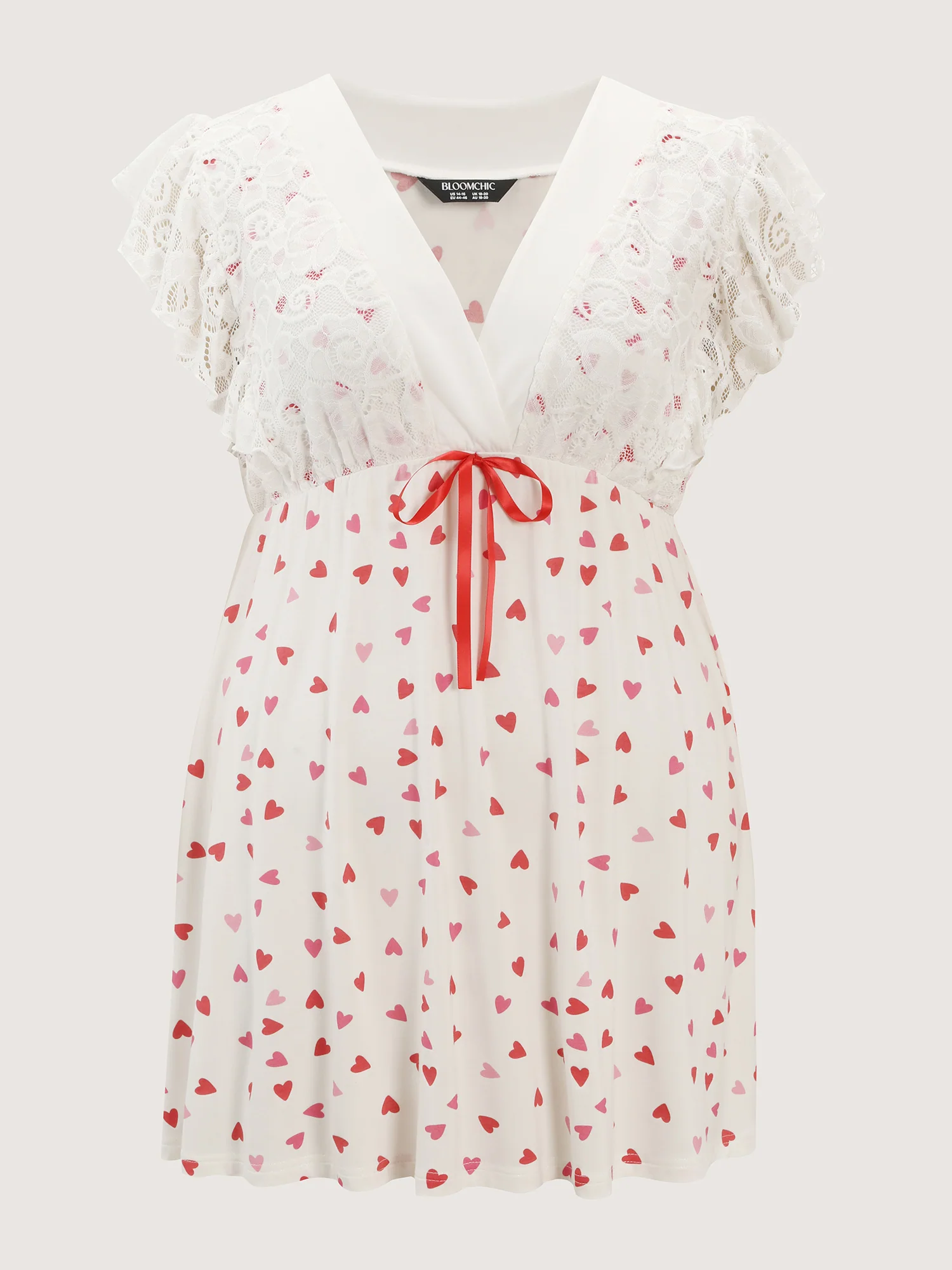 Supersoft Heart Print Lace Trim Lounge Dress - Image 7