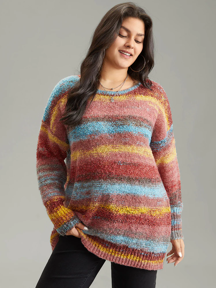 Heather Colorblock Contrast Drop Shoulder Pullover - Image 11