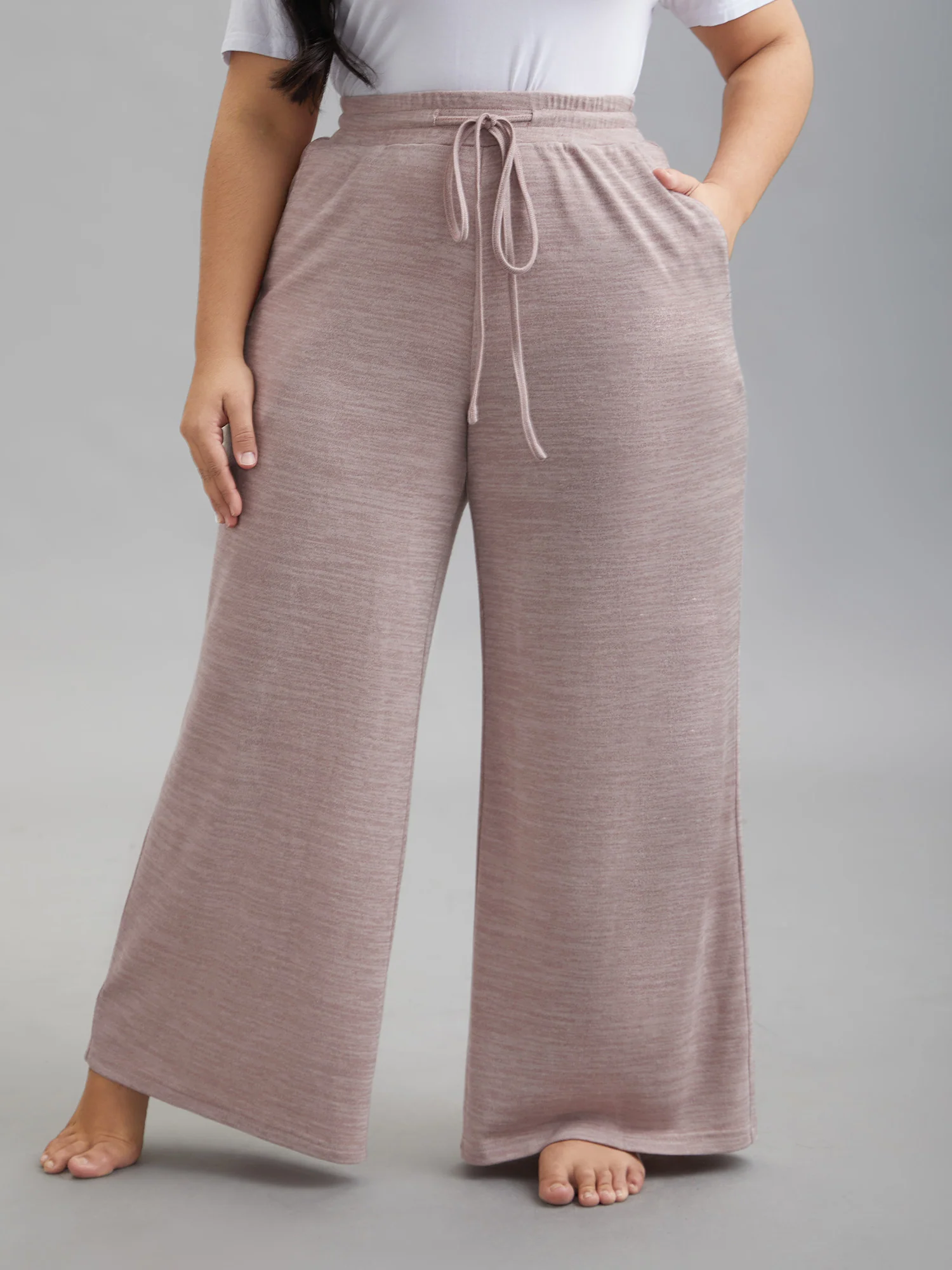Heather Drawstring Loose Lounge Bottoms - Image 14