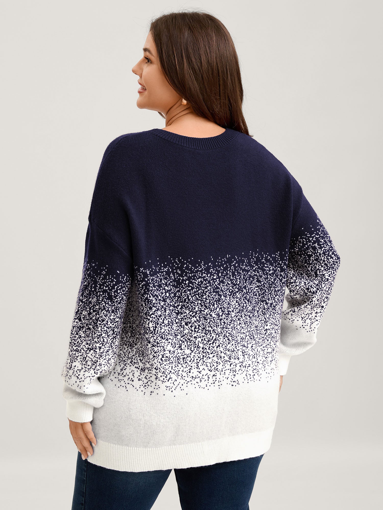 Jacquard Color Blend Ribbed Hem Pullover - Image 17