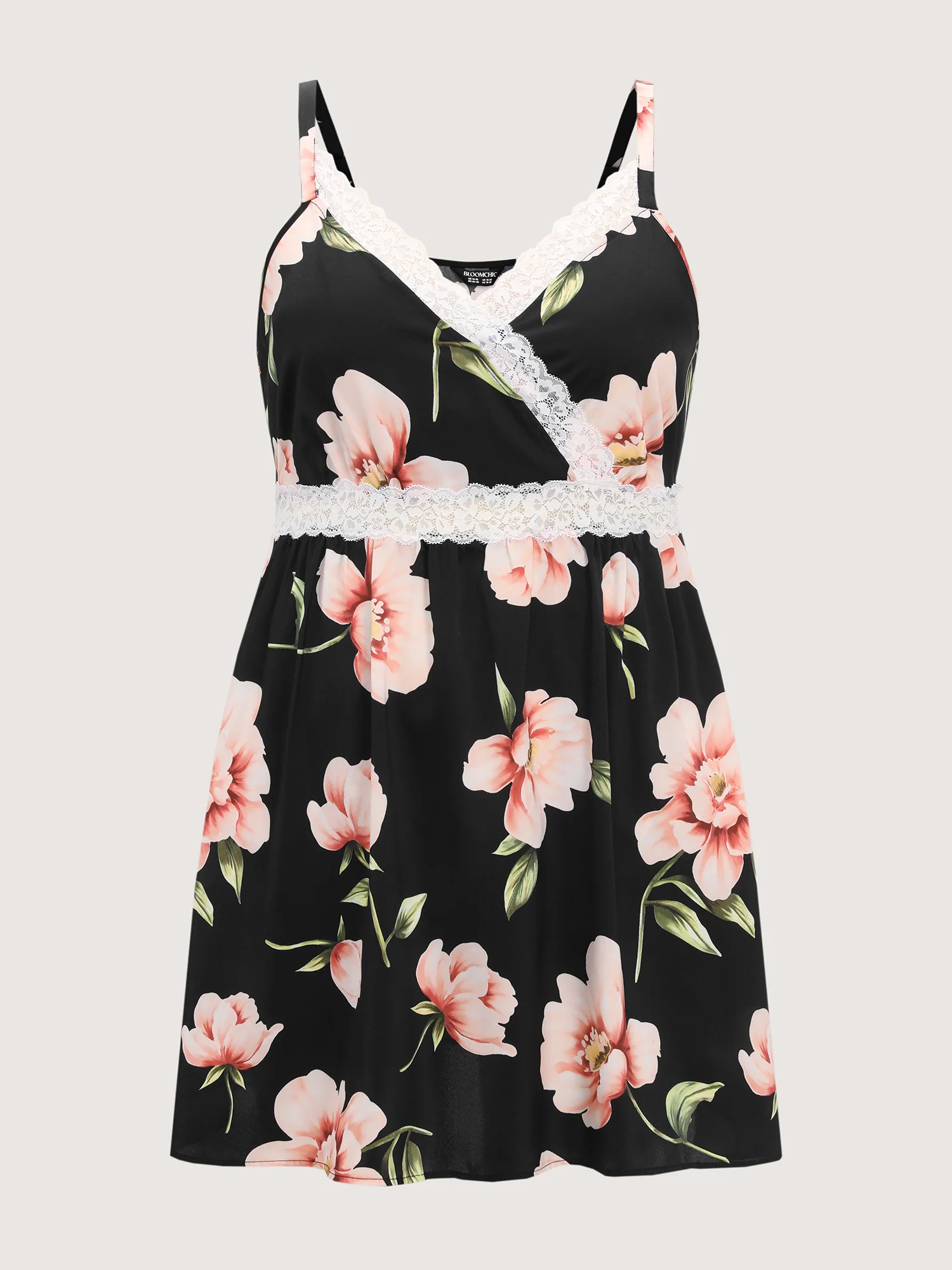 Large Floral Print Lace Trim Lounge Dress - Image 7